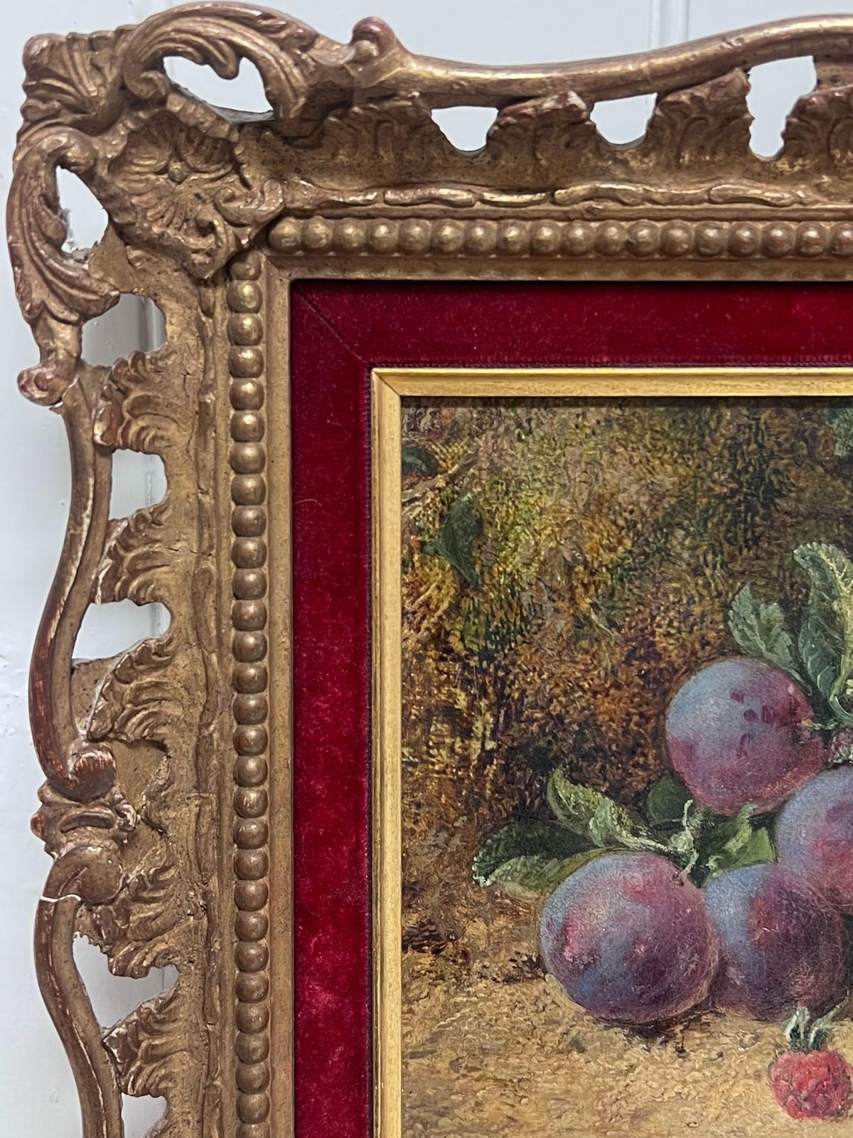 George Clarefine Victorian English Still Life Oil Painting Fruit On The Ground Beautiful photo Art