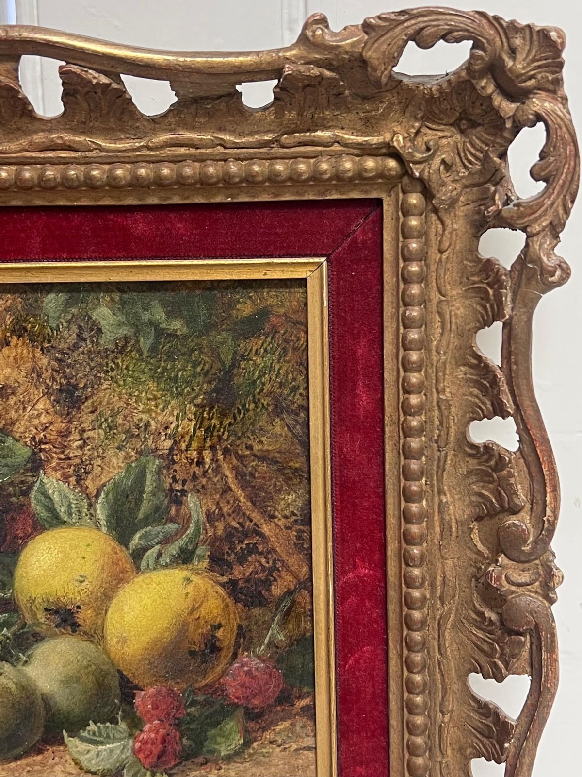 photo for sale George Clarefine Victorian English Still Life Oil Painting Fruit On The Ground Beautiful