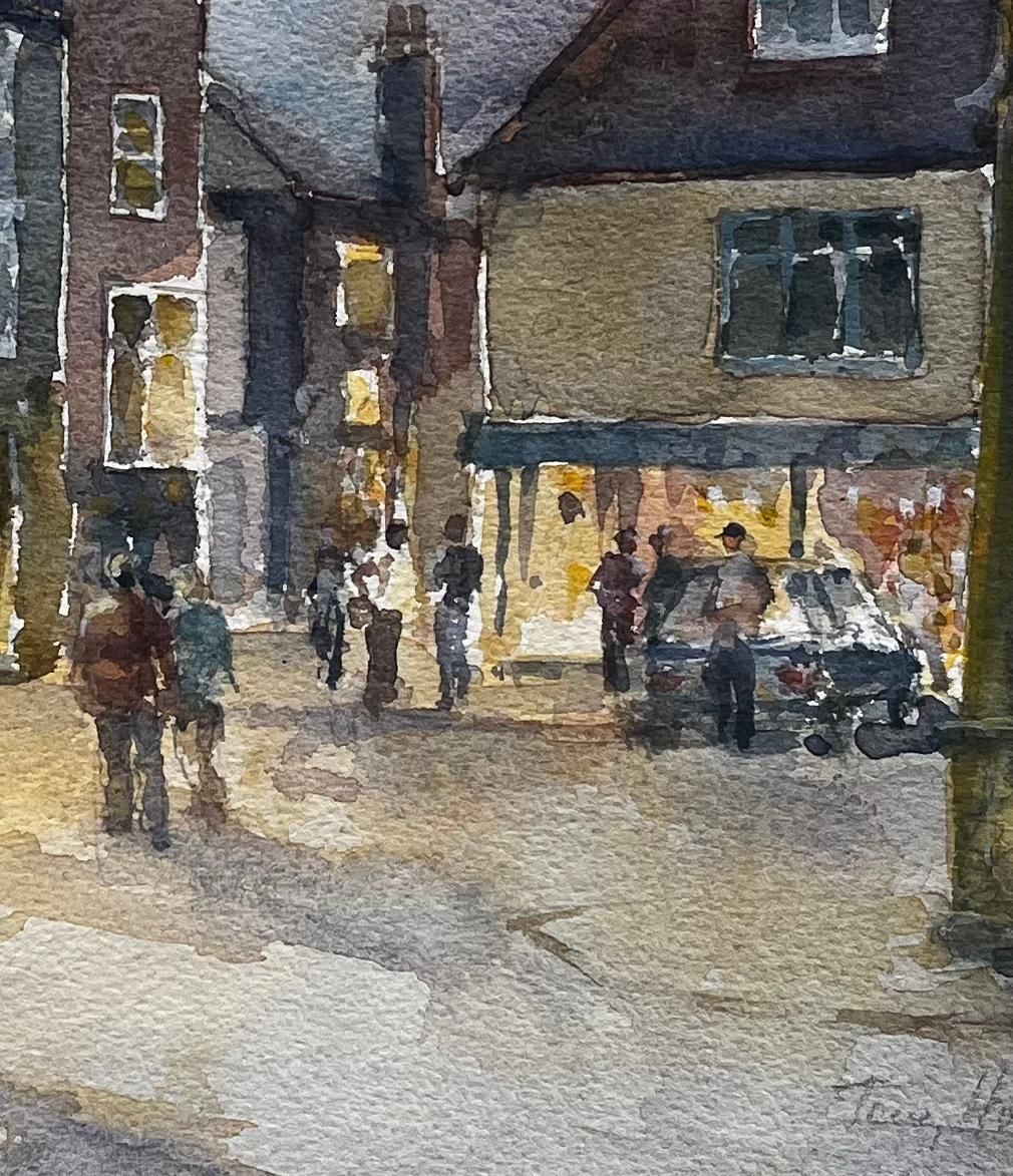 Anthony Herbertevening High Street Scene With Shoppers And Lit Windows British Watercolour photo buy