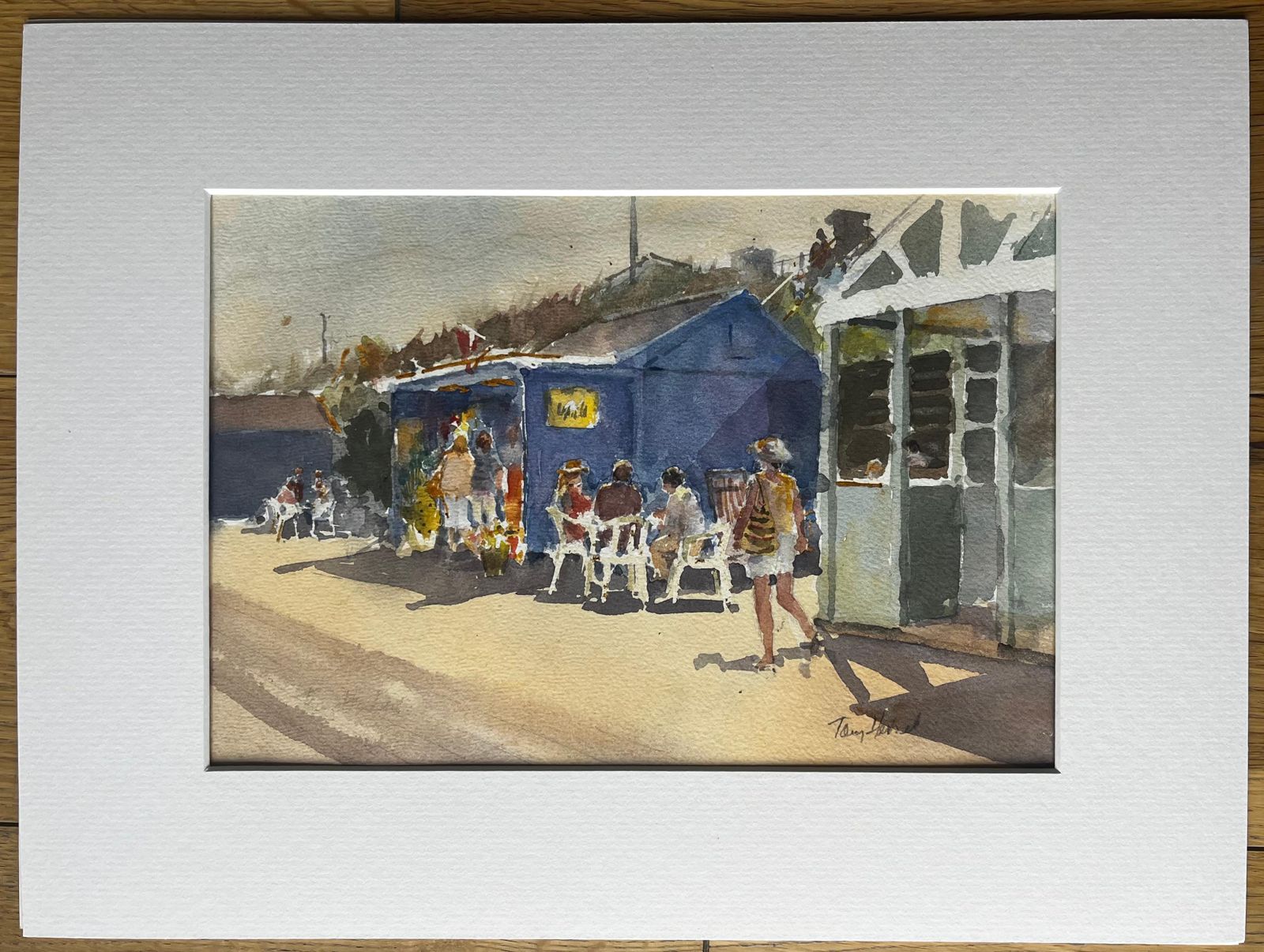 Anthony Herbertseaside Ice Cream Kiosk With Holidaymakers In Sun Hats British Watercolour photo furniture