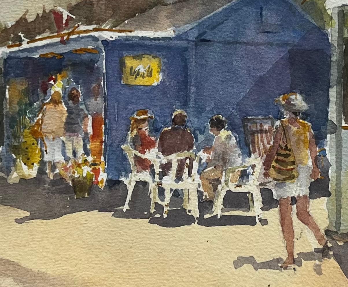 Anthony Herbertseaside Ice Cream Kiosk With Holidaymakers In Sun Hats British Watercolour photo buy