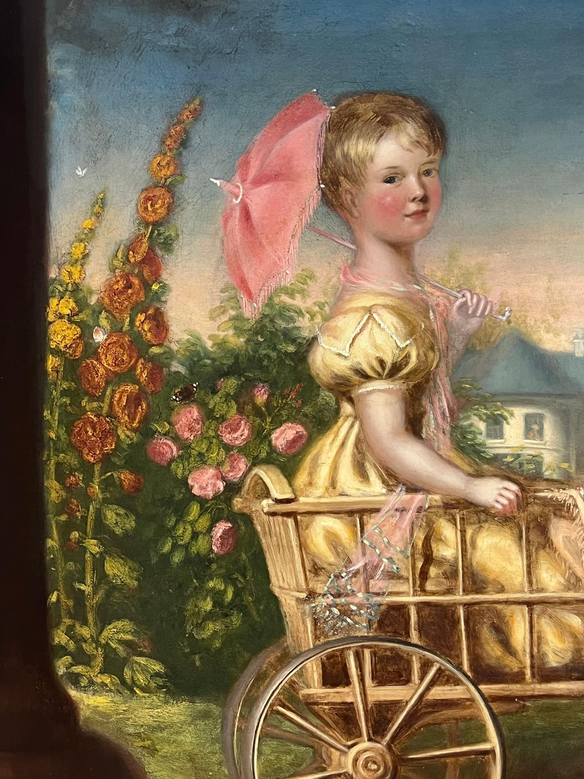 Huge 1800's British Oil Painting Family Portrait Dorset Country House Children photo for sale