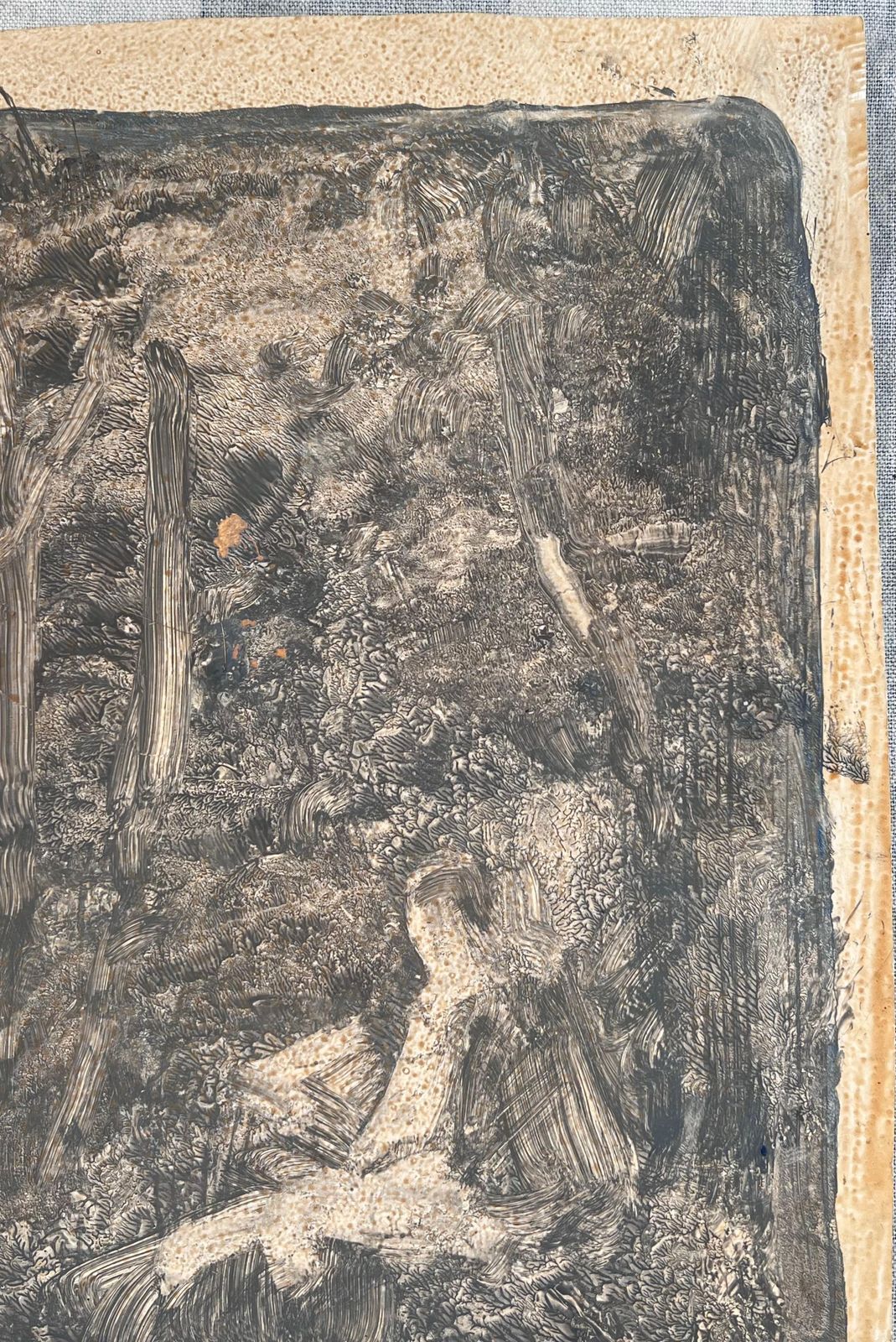 Robert Ladouartist Sketching In The Grey Foggy Woodland Original French Artwork20th Century photo 377.0