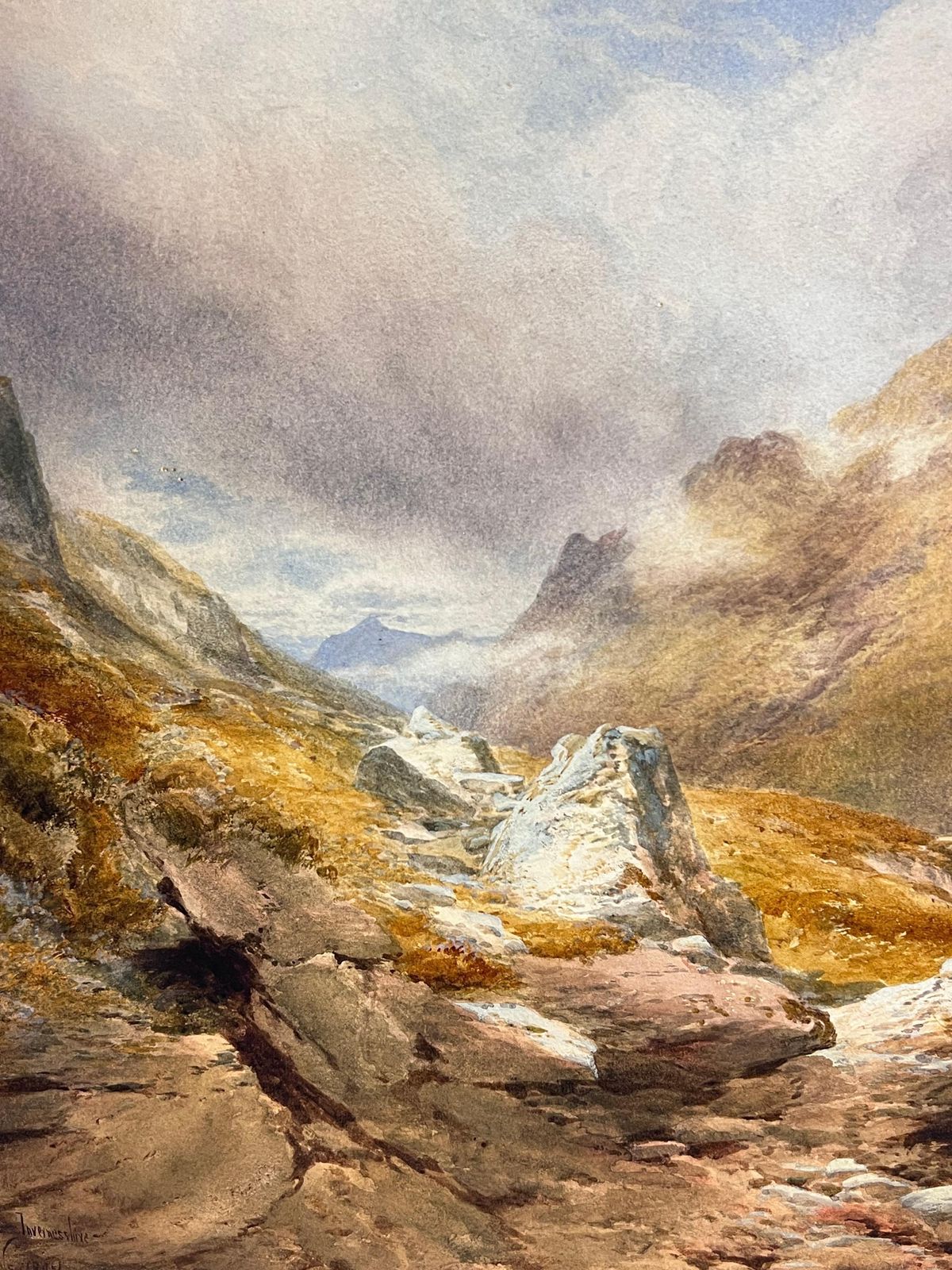 Edward Matthewshuge 19th Century Scottish Watercolor Painting Loch Ness Scotland Highland View1887 photo Art
