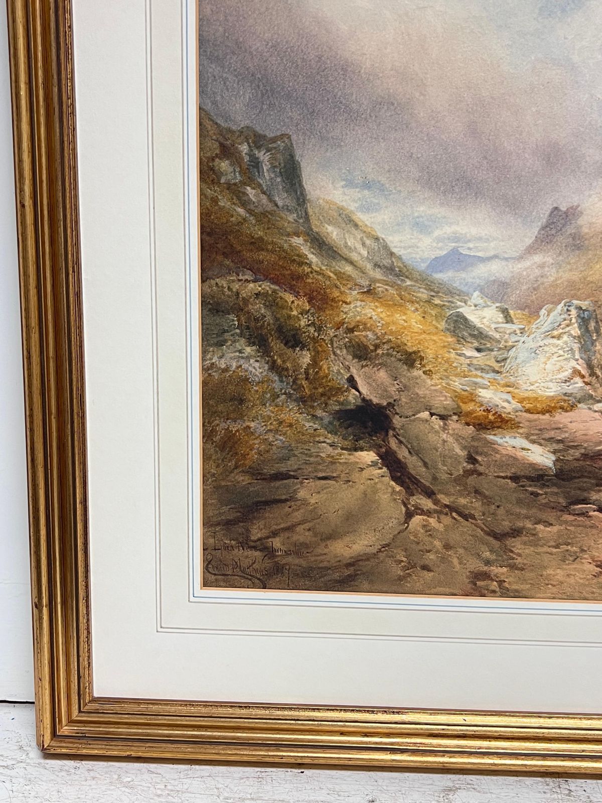 Edward Matthewshuge 19th Century Scottish Watercolor Painting Loch Ness Scotland Highland View1887 photo vinterior