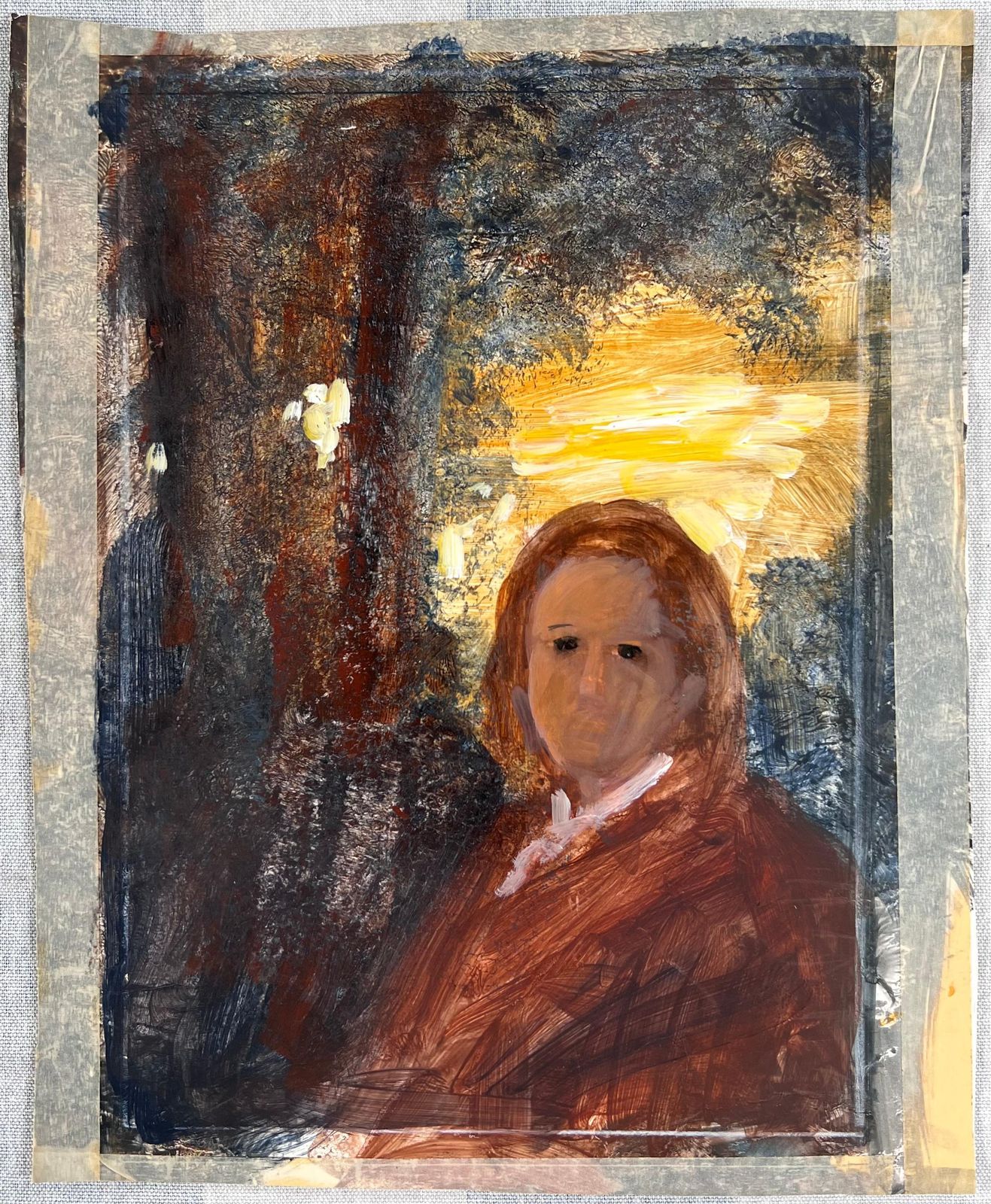 Robert Ladouportrait Of A Young Man With Ray Of Sunshine Beaming Original French Artwork20th Century photo furniture