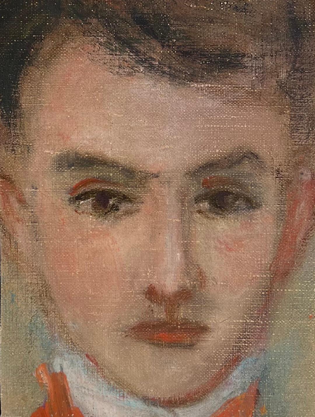 Robert Ladouportrait Of A Young Man Original French Artwork Acrylic Painting20th Century