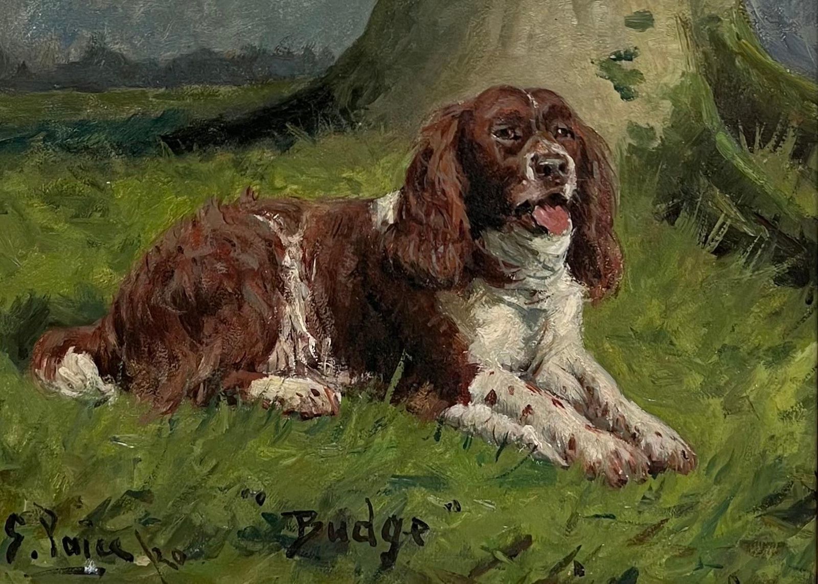 George Paiceantique English Dog Oil Painting Portrait Of Springer Spaniel Titled  Dated 19201920 photo vinterior