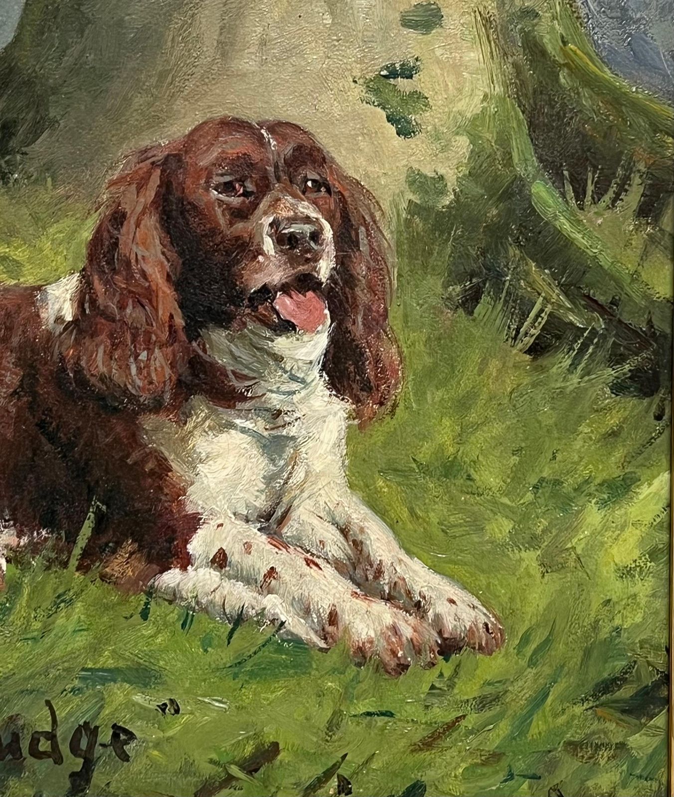George Paiceantique English Dog Oil Painting Portrait Of Springer Spaniel Titled  Dated 19201920 photo buy