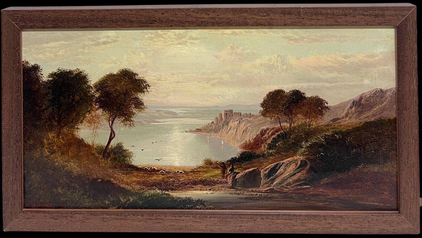 Charles Lesliefine Victorian Scottish Highlands Panoramic Loch Landscape With Figures Signed1883