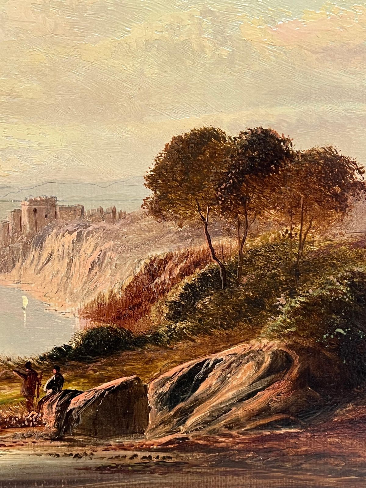 Charles Lesliefine Victorian Scottish Highlands Panoramic Loch Landscape With Figures Signed1883 photo 1547.0