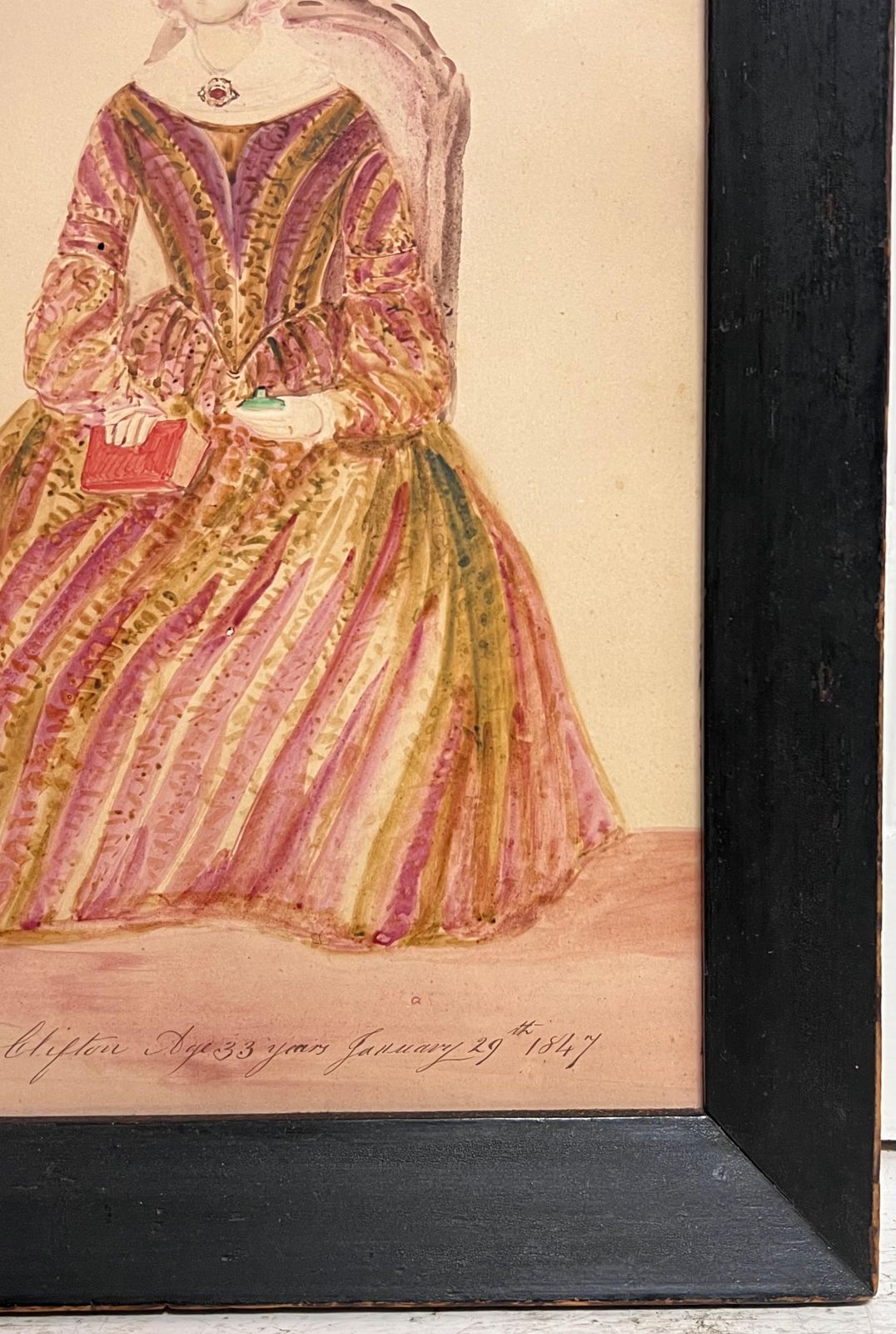 19th Century English School1840's English Watercolor Portrait Of A Young Mother Titled Inscribed & Dated1847 photo Art