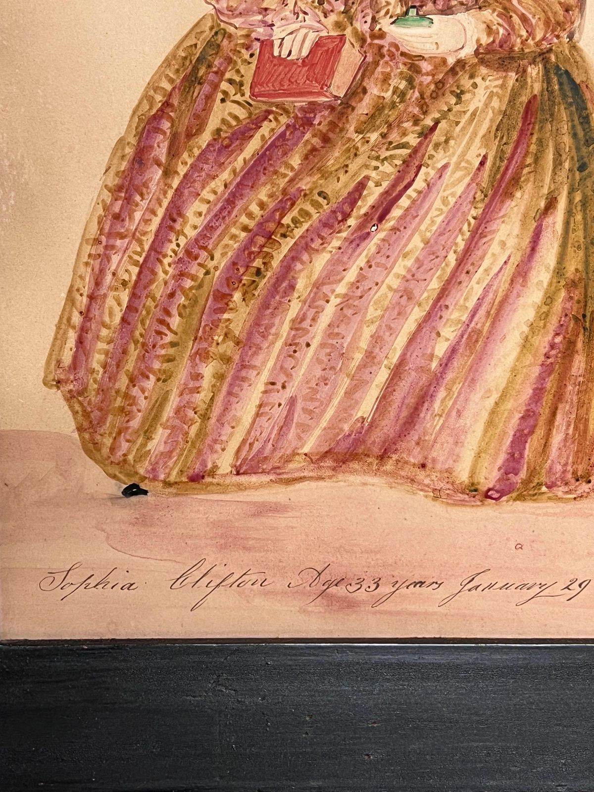 19th Century English School1840's English Watercolor Portrait Of A Young Mother Titled Inscribed & Dated1847 photo vintage