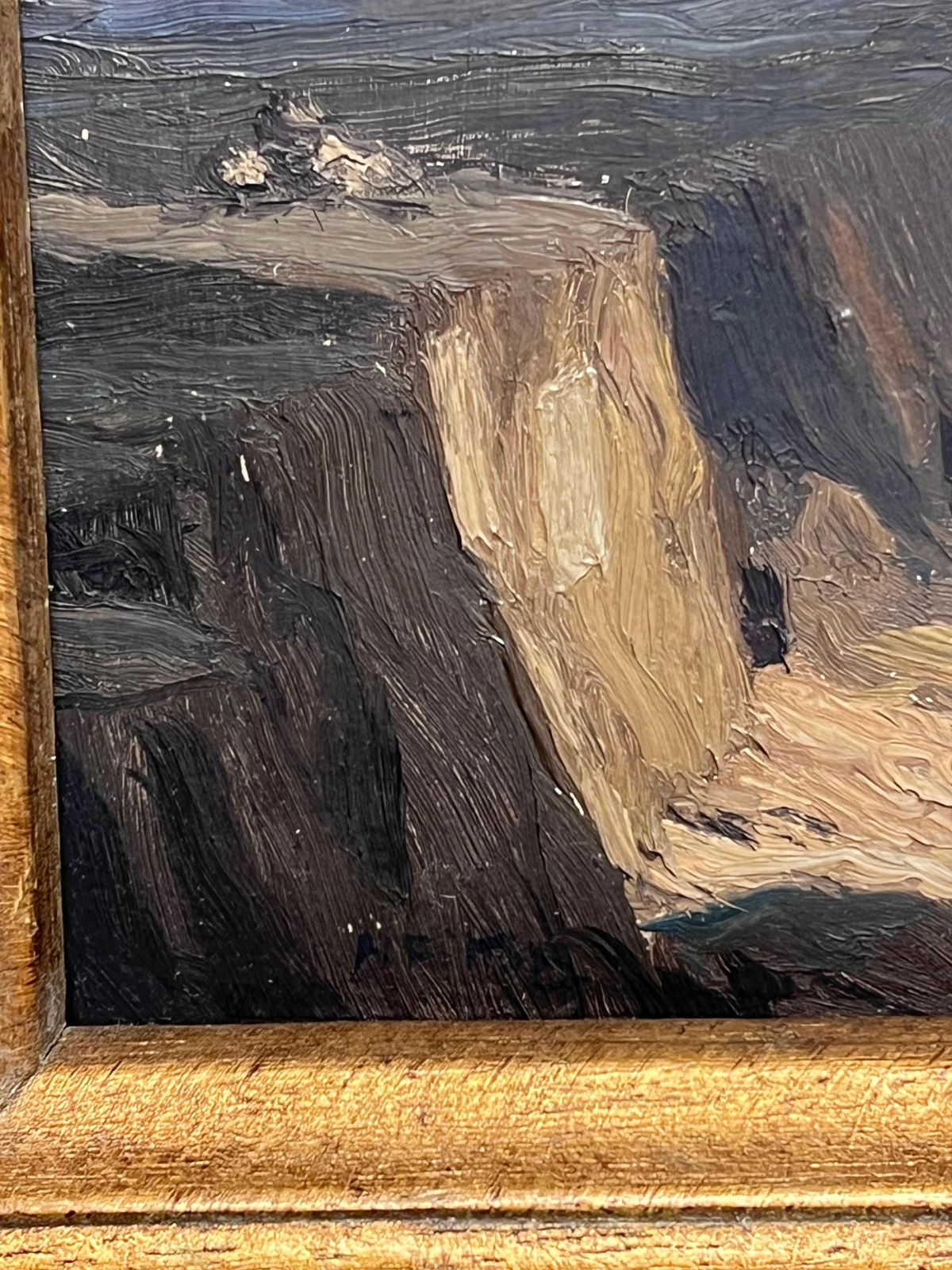English School (Early 20th Century)fine British Impressionist Signed Oil Rain Clouds Over Rugged Mountain Crags photo Art