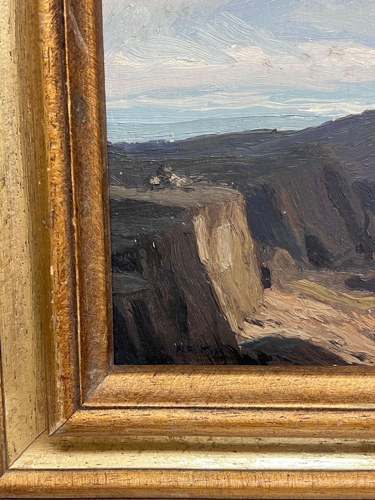 English School (Early 20th Century)fine British Impressionist Signed Oil Rain Clouds Over Rugged Mountain Crags photo 663.0