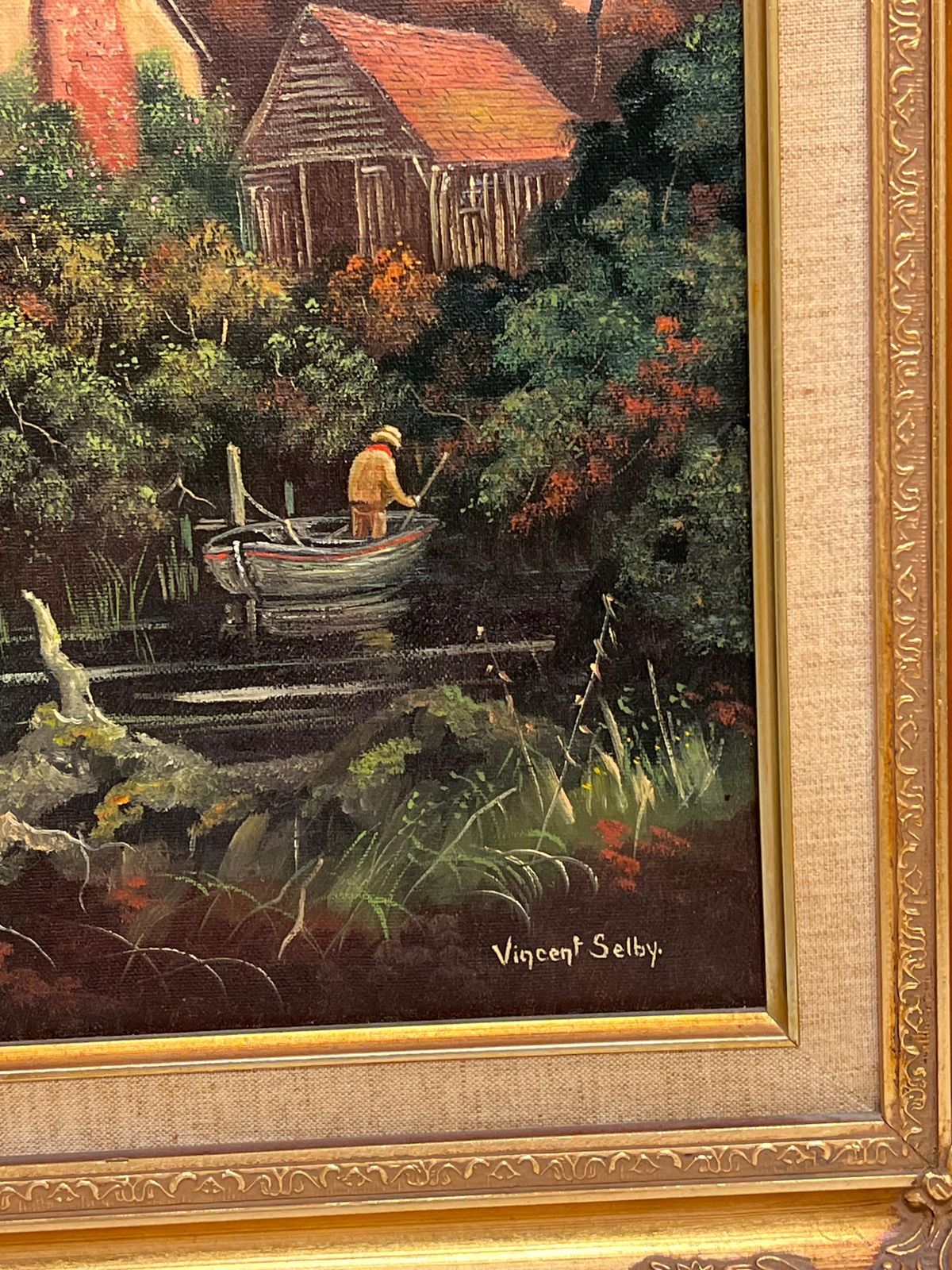 photo furniture Vincent Selbysunset Over Derwent Valley Signed English Oil Painting Gilt Framed