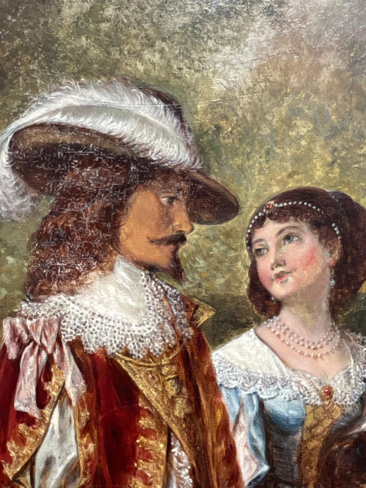 British School Large 19th Century British Victorian Signed Oil Beggar With Gentry Couple photo buy