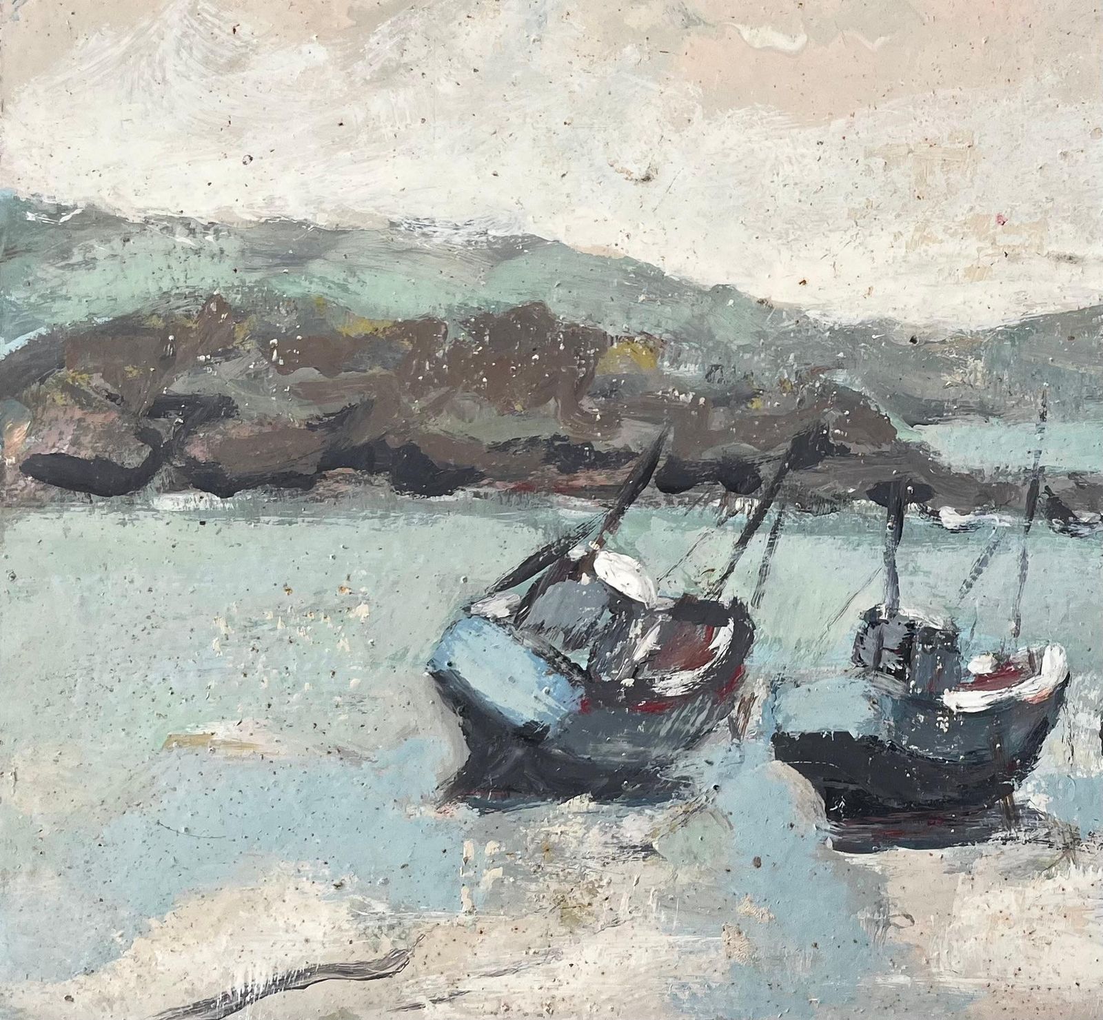 Fanch Lelfrench Coastal Scene With Beached Fishing Boats And Rolling Hills photo 535.0
