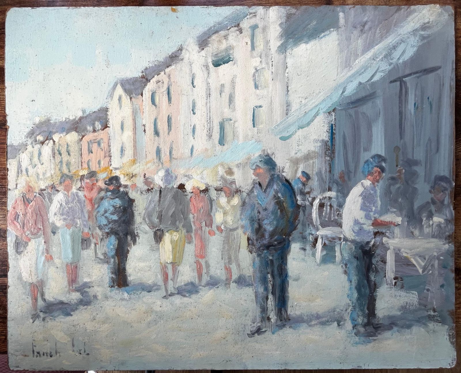 Fanch Lelfrench Market Day With Figures And Cafe Awnings In Sunlit Street By Fanch Lel photo furniture
