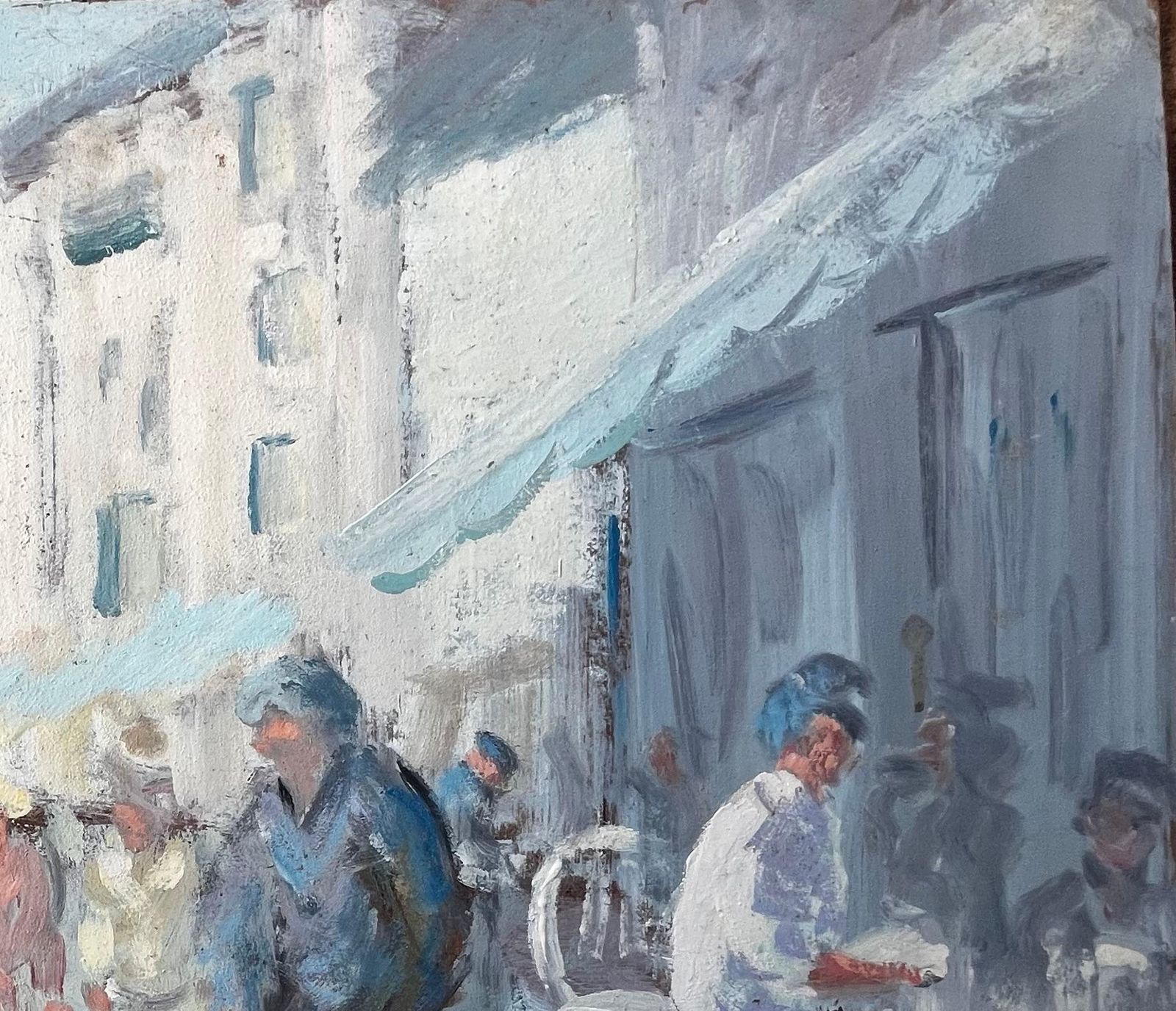 Fanch Lelfrench Market Day With Figures And Cafe Awnings In Sunlit Street By Fanch Lel photo vinterior