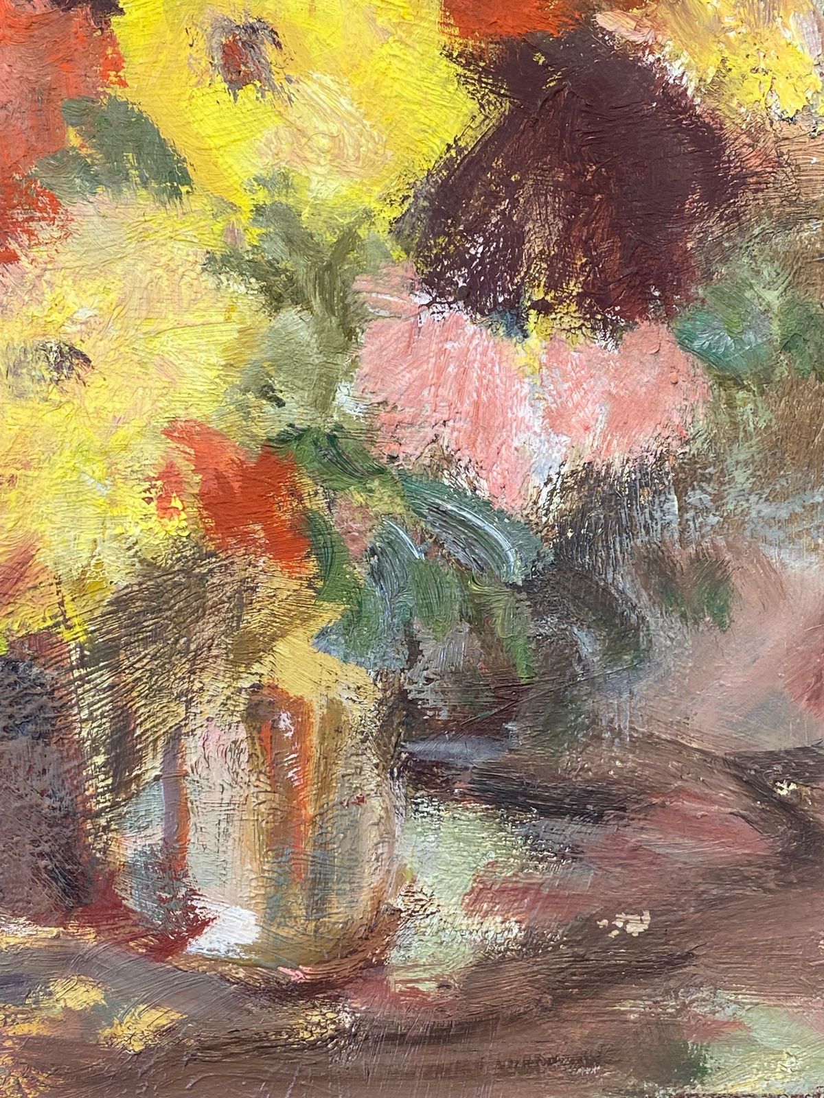 Unknown20th Century German Modernist Oil Painting, Vibrant Flowers In Vasecirca 1940s photo for sale