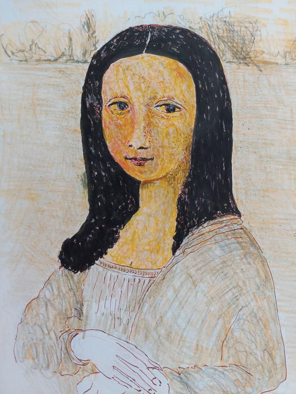Unknown20th Century French Modernist Cubist Painting, Mona Lisa Study20th Century photo for sale