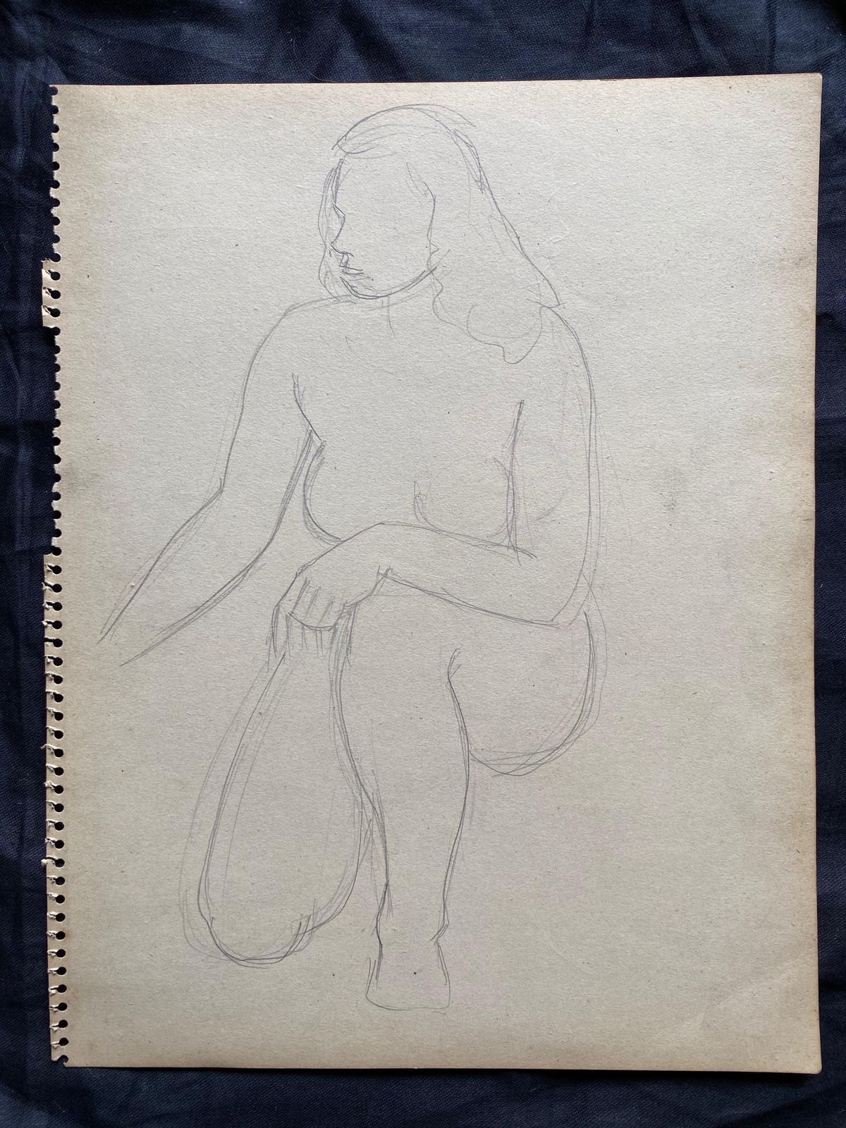 Unknownmid 20th Century, French, Original Line Drawing Sketch Nude Lady, Stampedmid 20th Century photo for sale