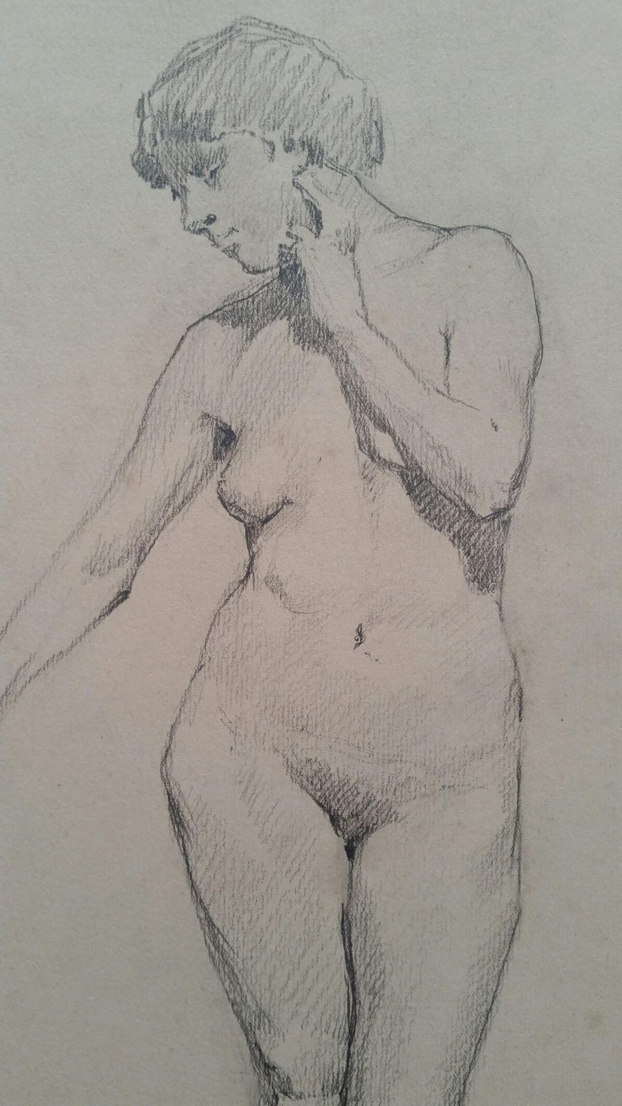 Unknownenglish Antique Portrait Sketch Of Female Nude Standingcirca 1880 1905 photo for sale