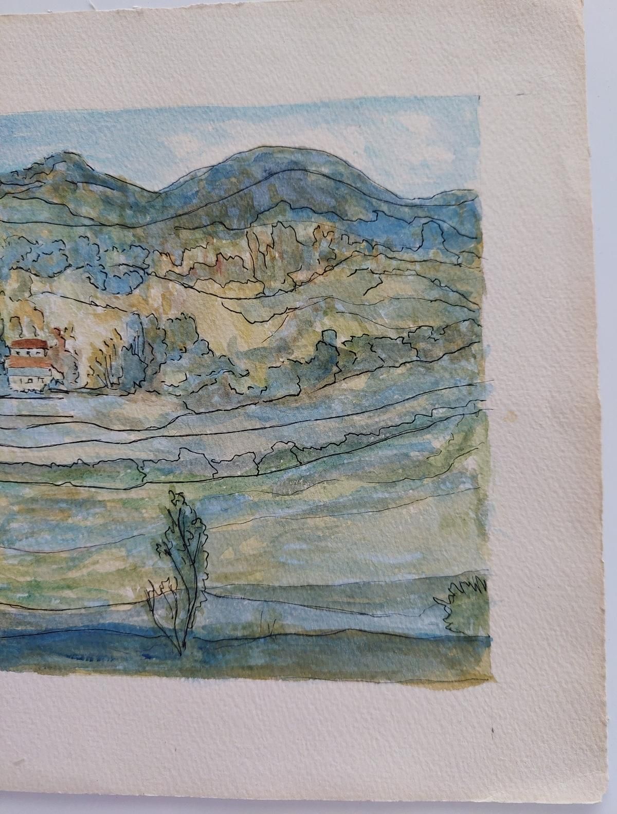 Bernard Labbe20th Century French Modernist Cubist Painting, French Fields20th Century photo Art
