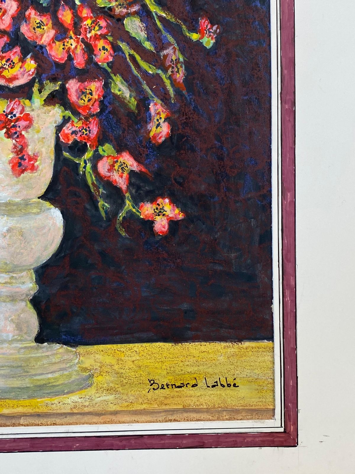 Unknown1950's French Modernist/ Cubist Signed Painting, Beautiful Flowers In Vase1950 photo furniture