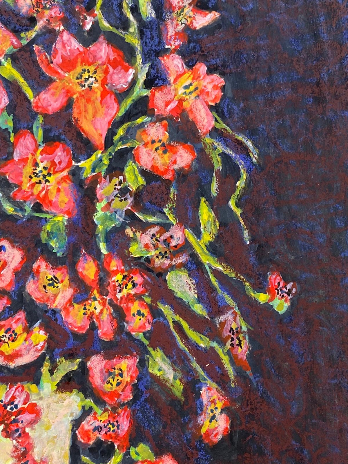 Unknown1950's French Modernist/ Cubist Signed Painting, Beautiful Flowers In Vase1950 photo vinterior