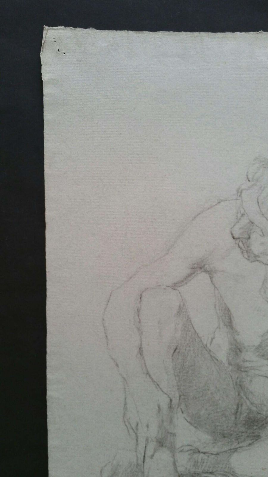 Unknownenglish Graphite Portrait Sketch Of Male Nude, Seatedcirca 1880 1905 photo buy