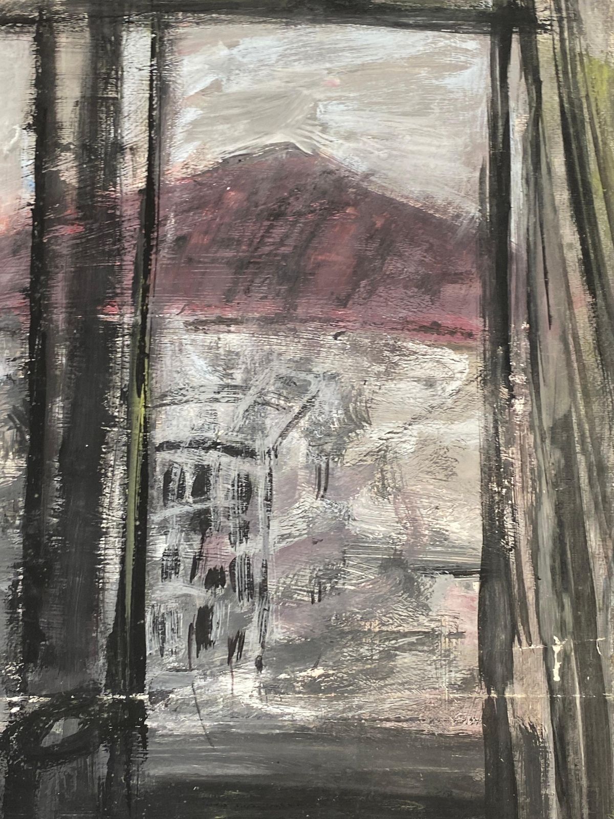 Unknownmid Century French Post Impressionist Painting, Grey Skies Through Window1950 photo furniture