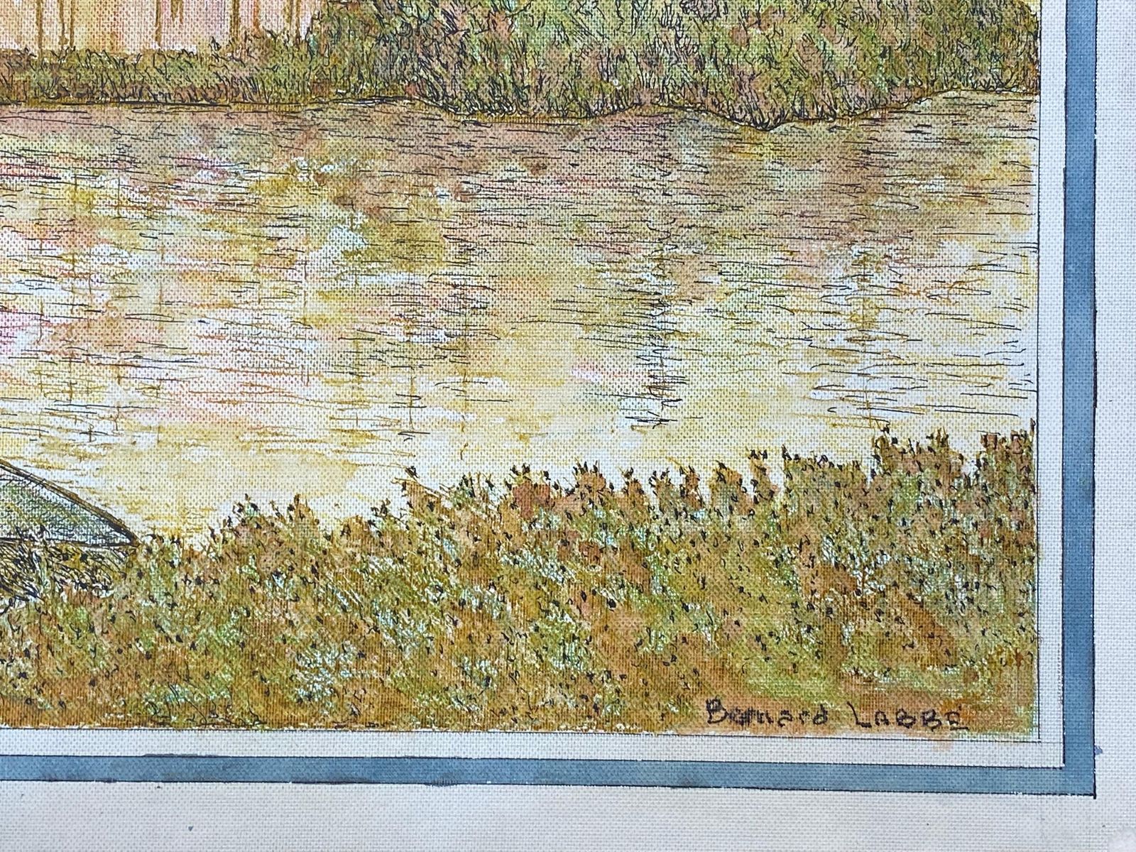 Unknown1950's French Modernist/ Cubist Painting Signed, French River Landscape1950 photo for sale