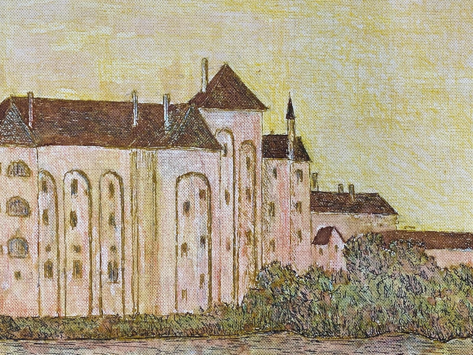 Unknown1950's French Modernist/ Cubist Painting Signed, French River Landscape1950 photo 300.0