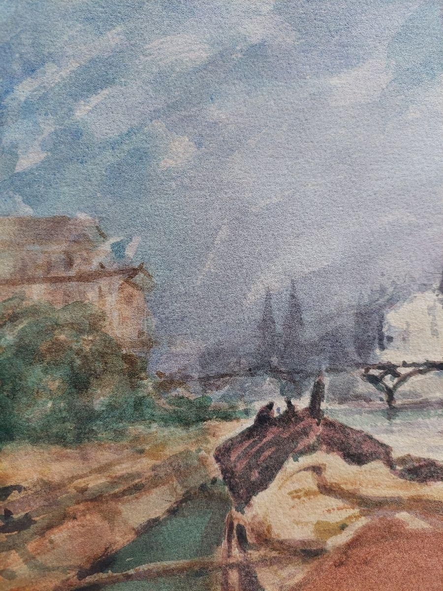 Unknownfrench Modernist Cubist Painting River Seine Paris20th Century photo vinterior