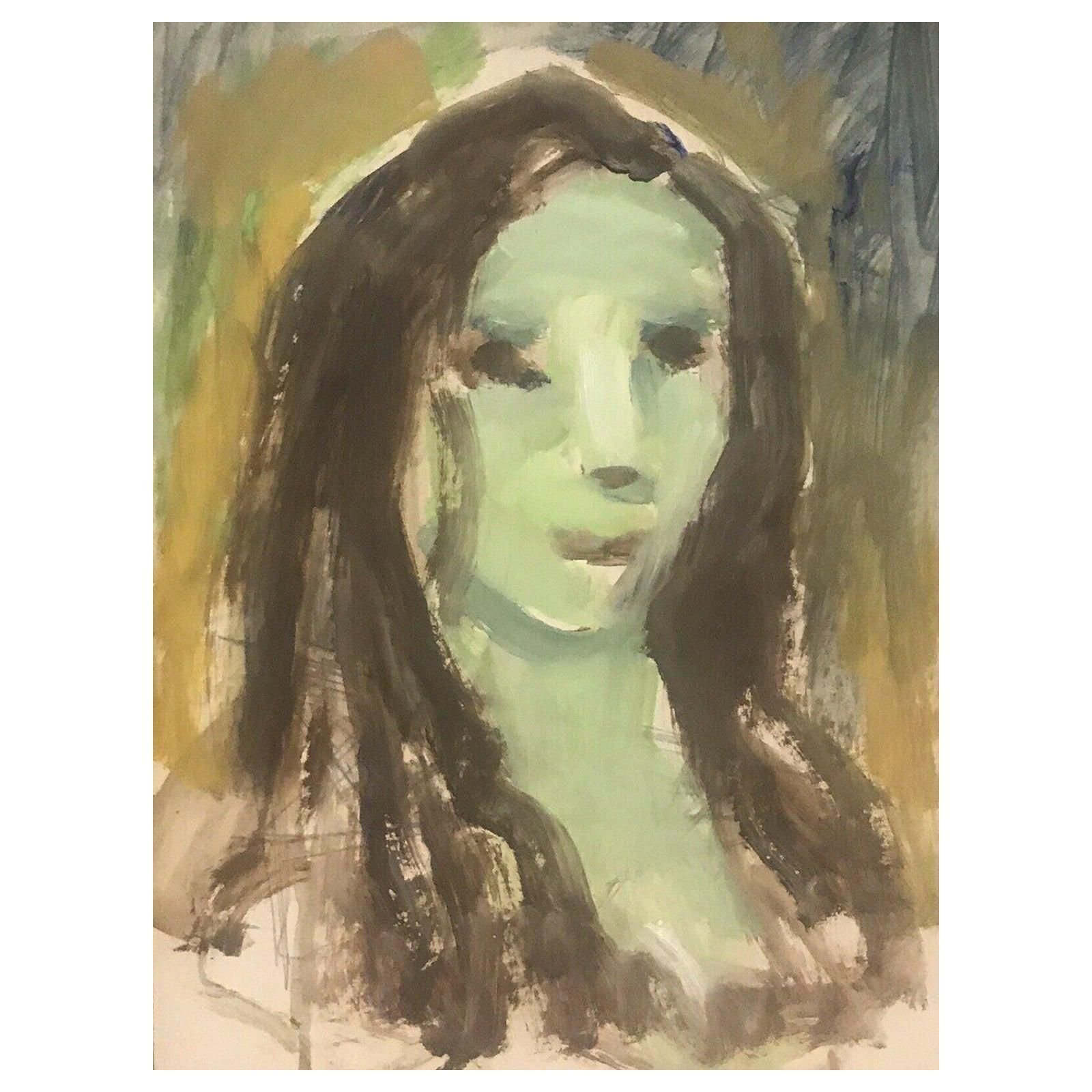 Akos Biroakos Biro French Expressionist Oil Abstract Portraitcirca 1950s
