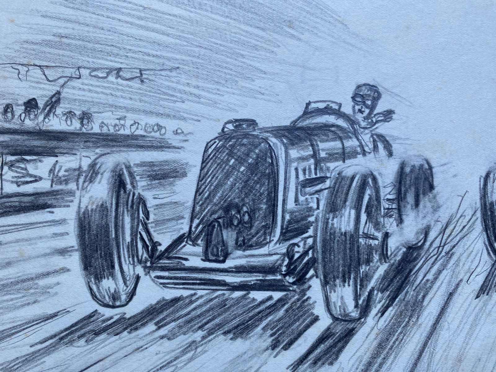 Unknownoriginal 1930's Vintage Motor Car Racing Original Drawing Signed Datedcirca 1930s photo furniture