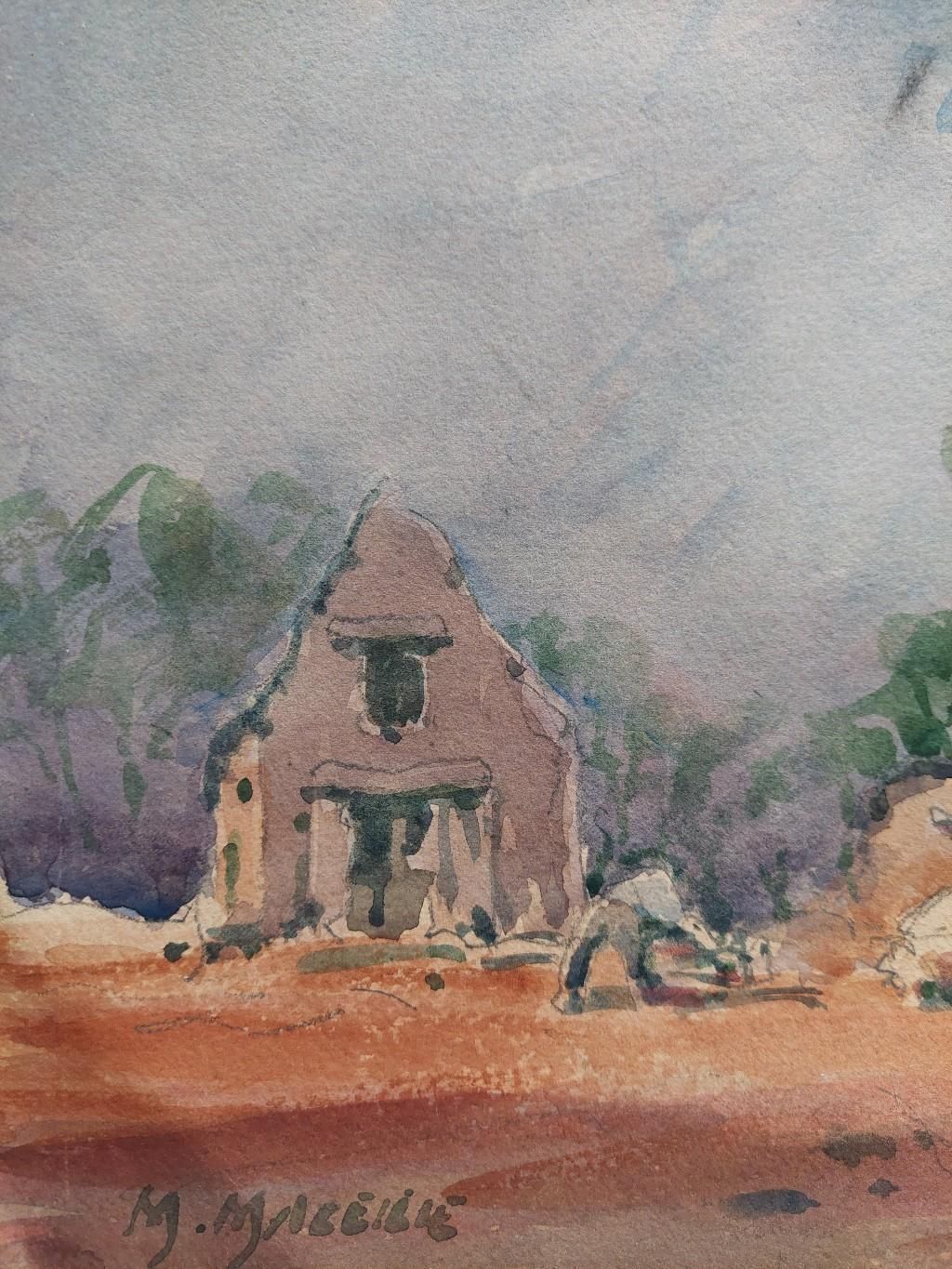 Unknownfrench Modernist Cubist Painting Village Work20th Century photo buy