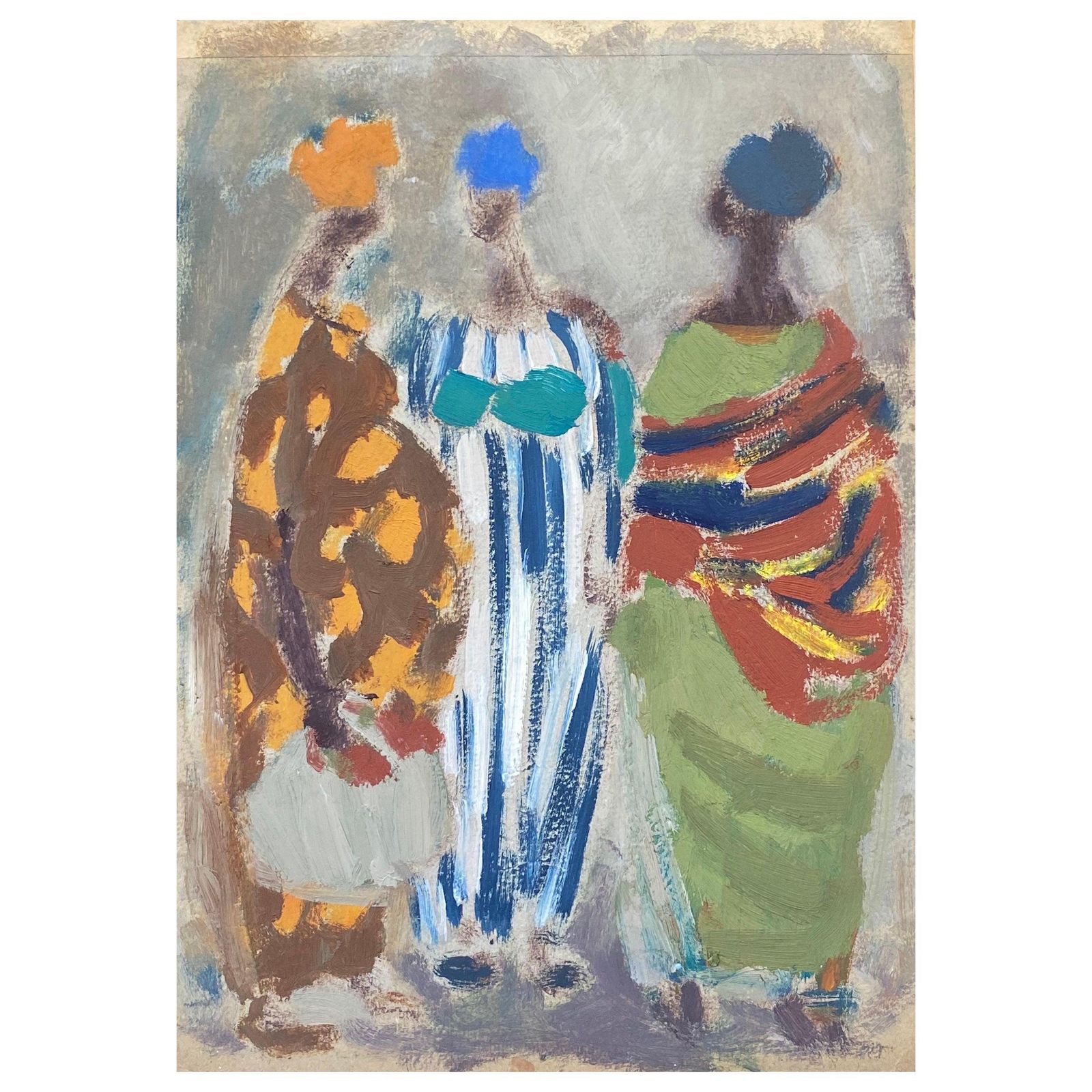 Unknown20th Century German Modernist Oil Painting   Three Figurescirca 1940s