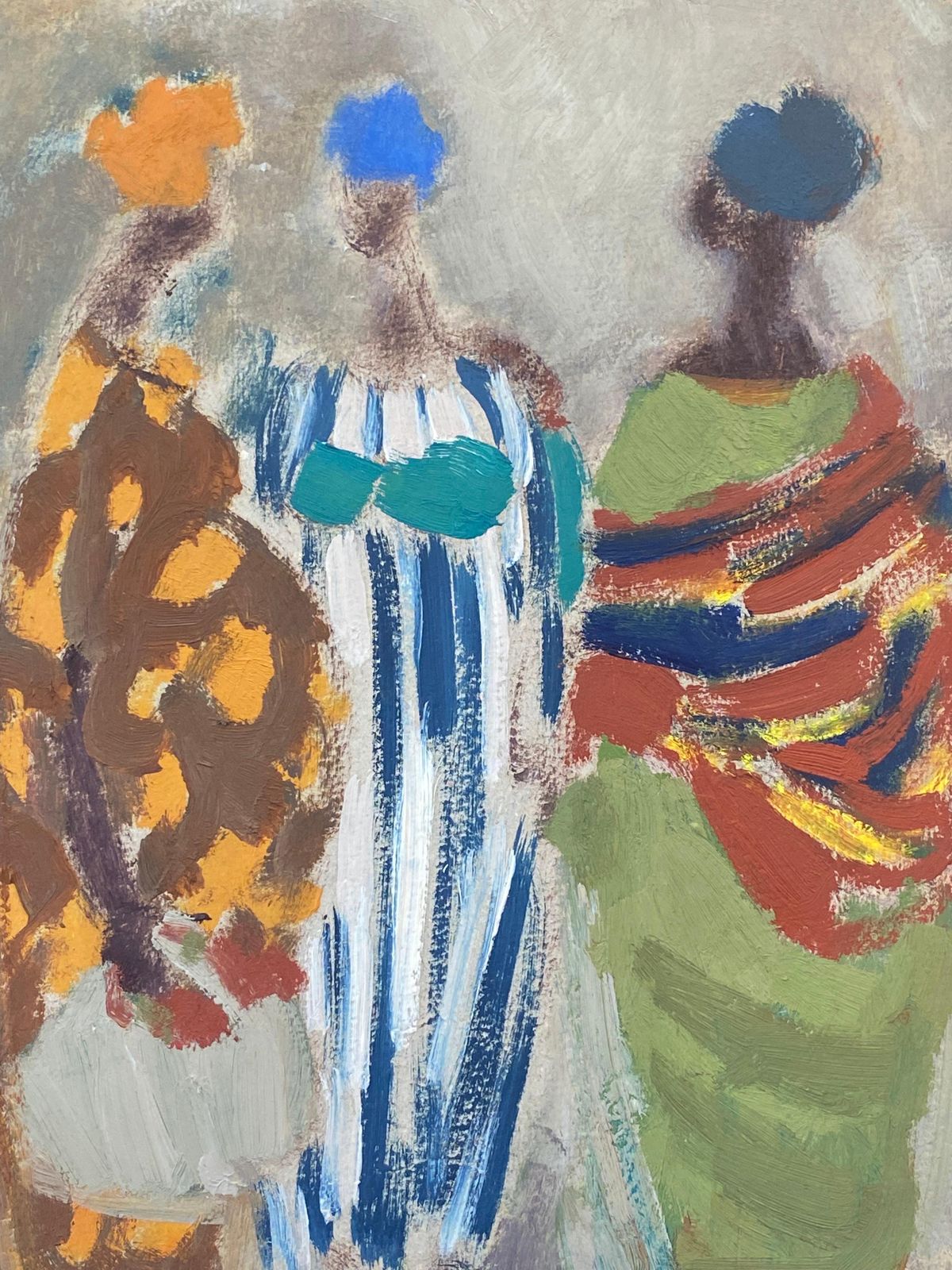 Unknown20th Century German Modernist Oil Painting   Three Figurescirca 1940s photo furniture