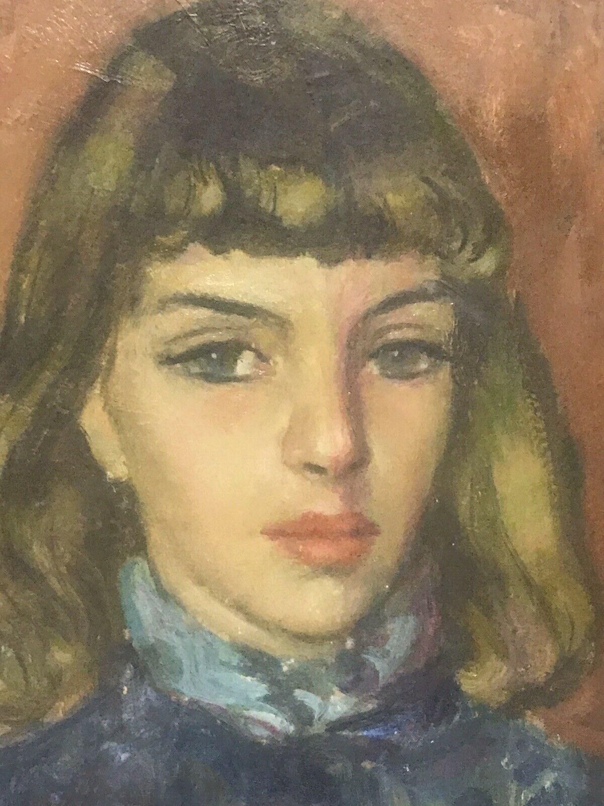 Akos Biroakos Biro French Expressionist Oil   Portrait Young Ladycirca 1950s photo Art