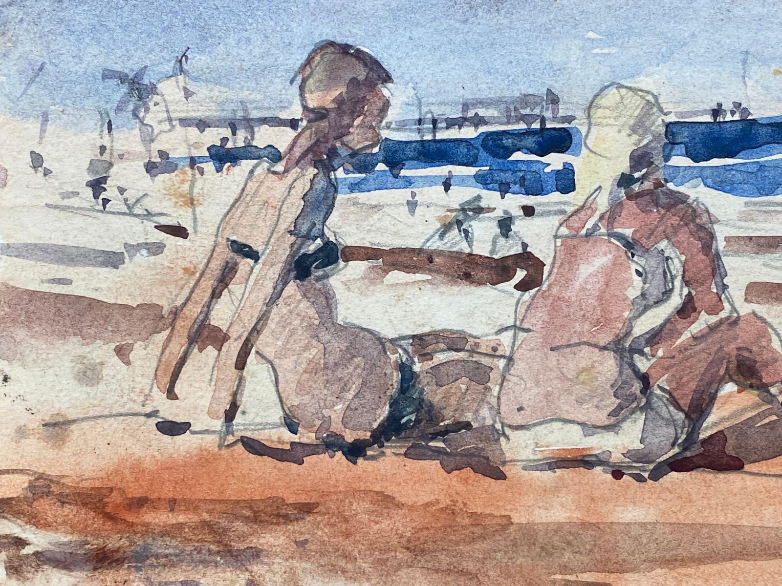 Unknownmaurice Mazeilie, French Impressionist Watercolour, Sunbathing Woman20th Century photo furniture