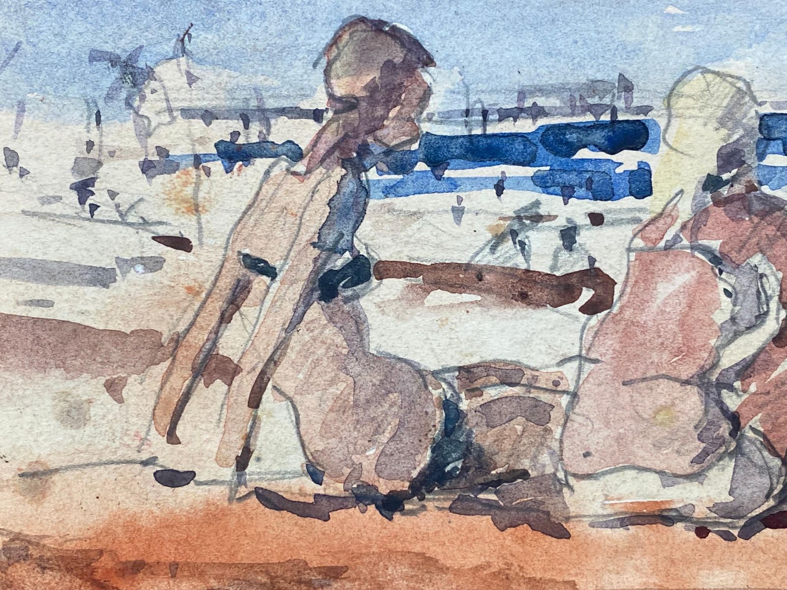 Unknownmaurice Mazeilie, French Impressionist Watercolour, Sunbathing Woman20th Century photo Art