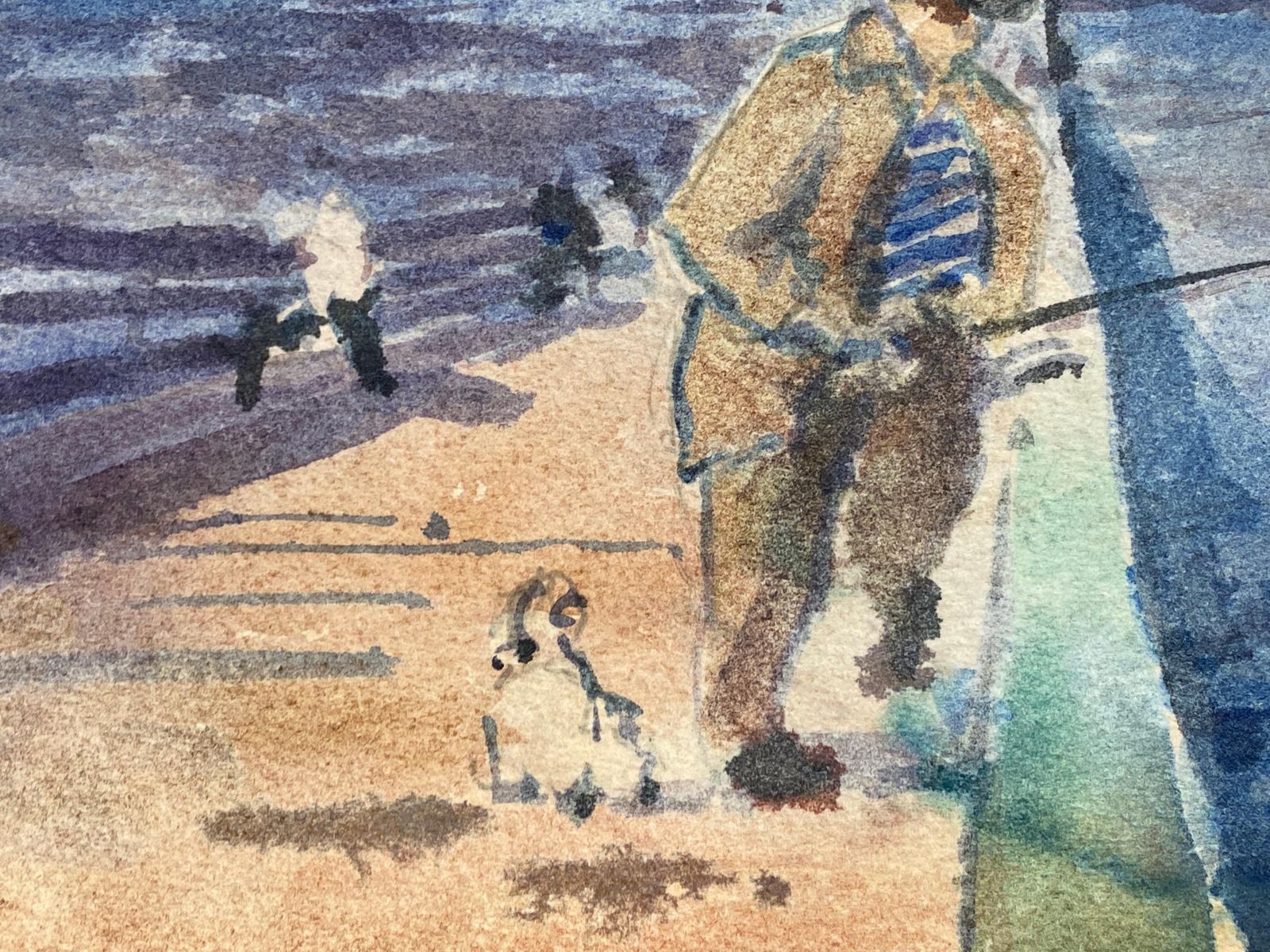 Unknownfisherman On Quay Maurice Mazeilie, French Impressionist Watercolour20th Century photo for sale