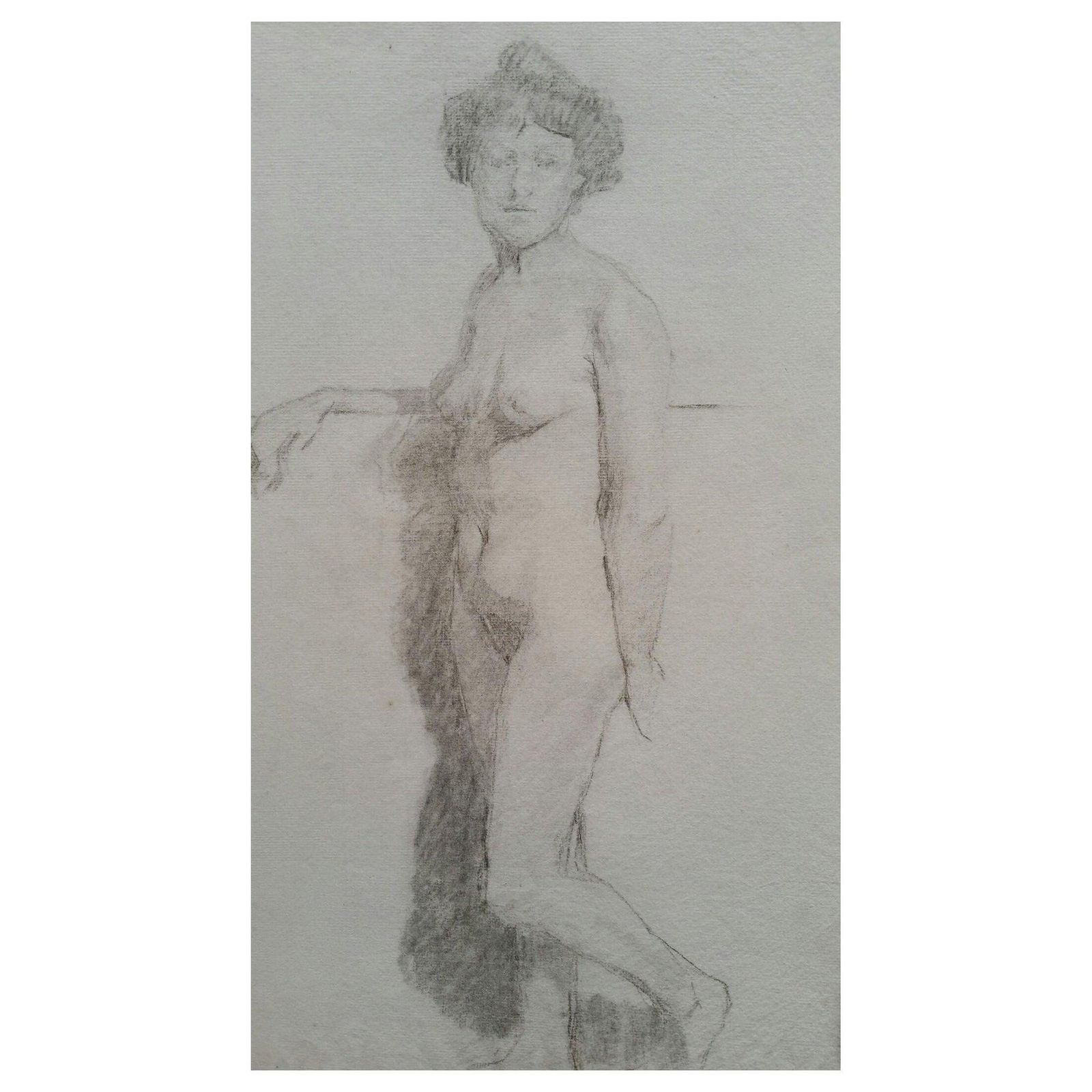 Unknownenglish Graphite Portrait Sketch Of Female Nude, Standingcirca 1880 1905