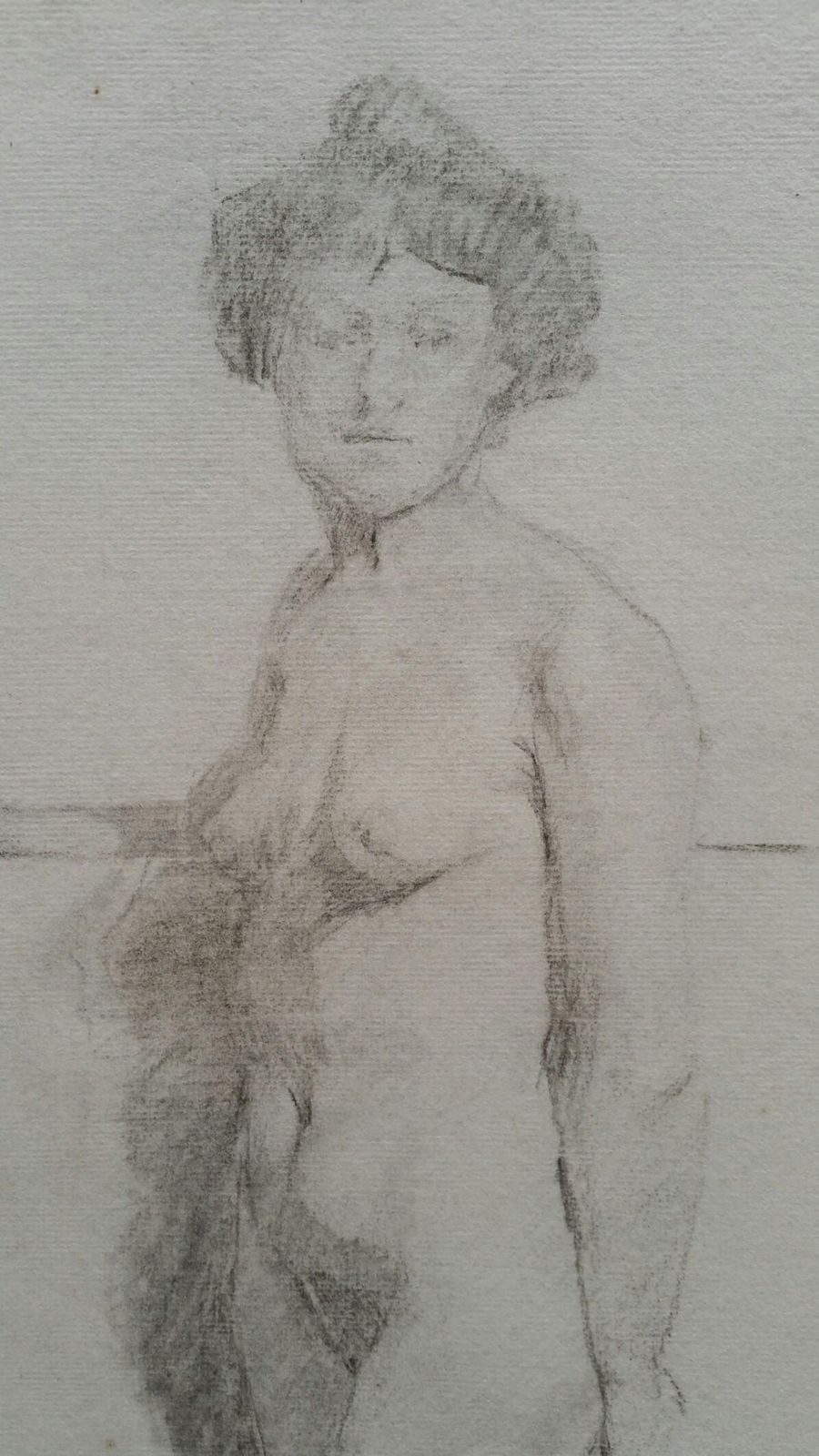 Unknownenglish Graphite Portrait Sketch Of Female Nude, Standingcirca 1880 1905 photo for sale