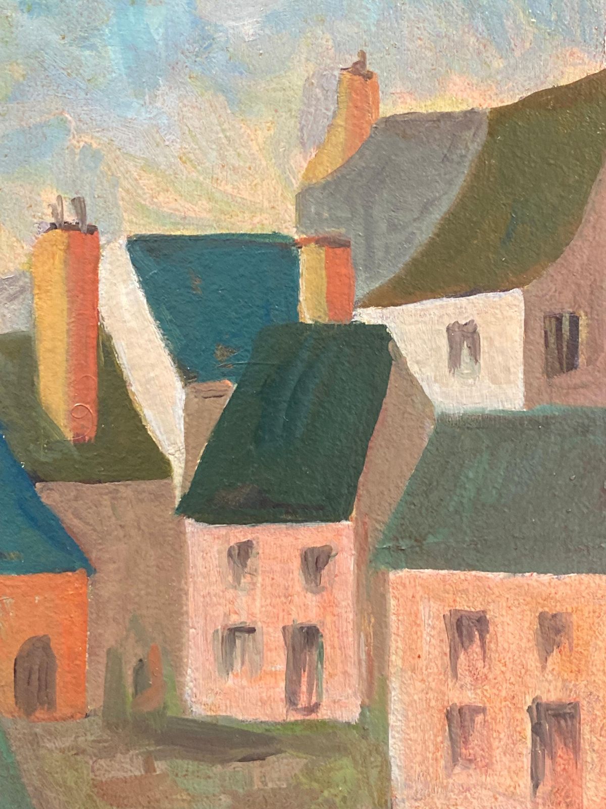 Unknown1950's French Modernist / Cubist Painting Signed, French Landscape20th Century photo for sale
