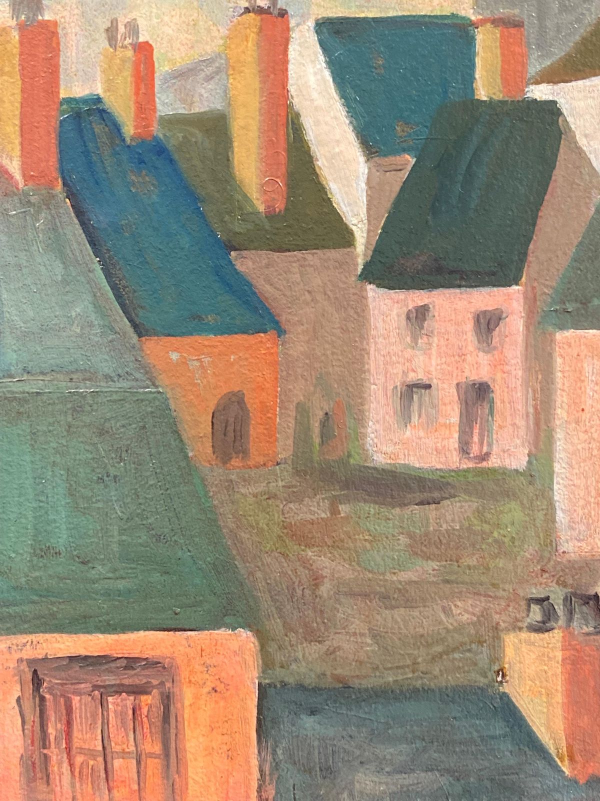 Unknown1950's French Modernist / Cubist Painting Signed, French Landscape20th Century photo 865.0
