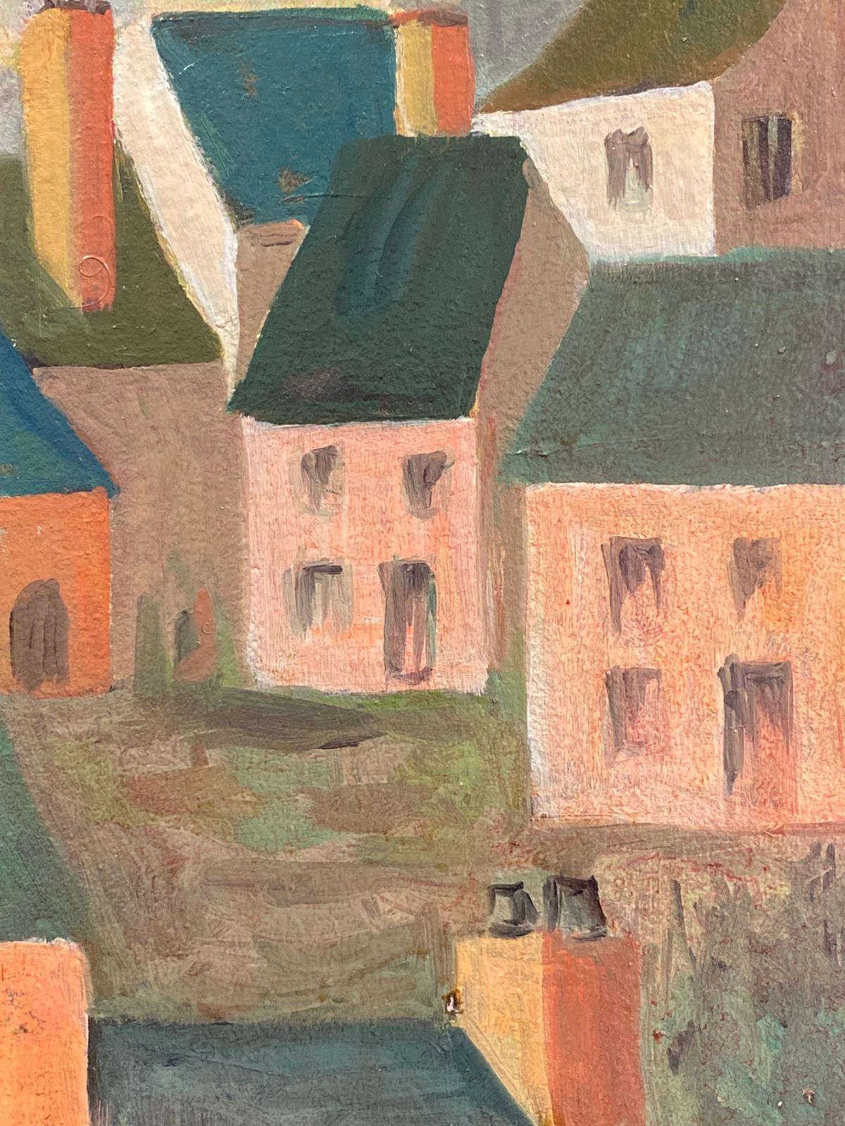 Unknown1950's French Modernist / Cubist Painting Signed, French Landscape20th Century photo vinterior